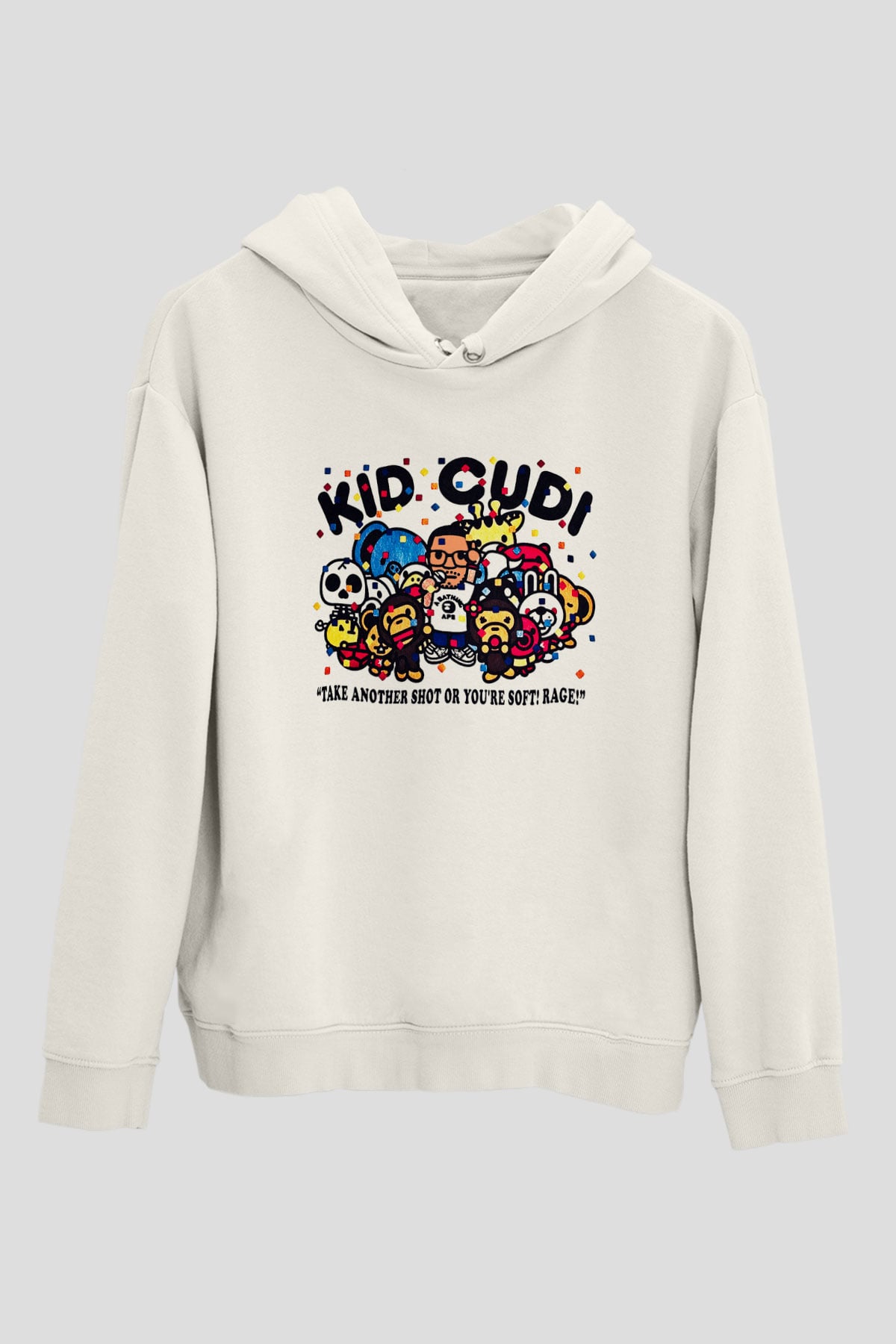 Kid Cudi Beyaz Unisex Kapşonlu Sweatshirt