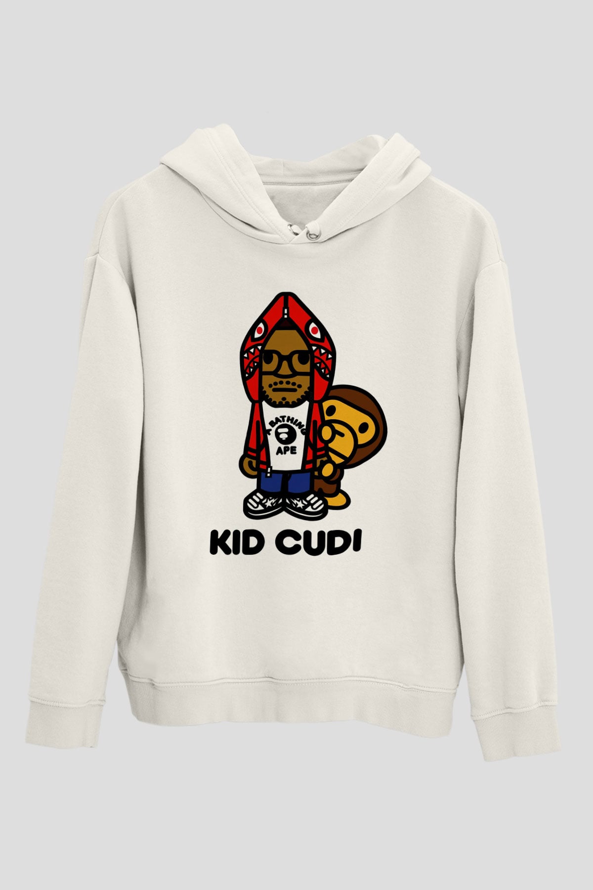 Kid Cudi Beyaz Unisex Kapşonlu Sweatshirt