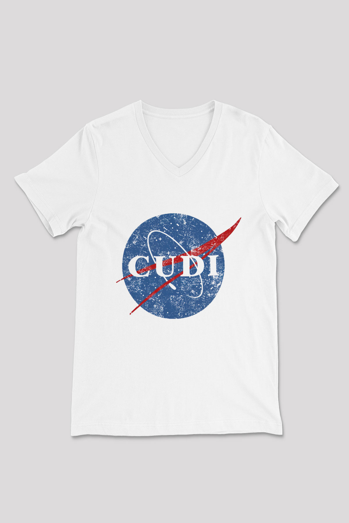 Kid Cudi Beyaz Unisex V Yaka Tişört