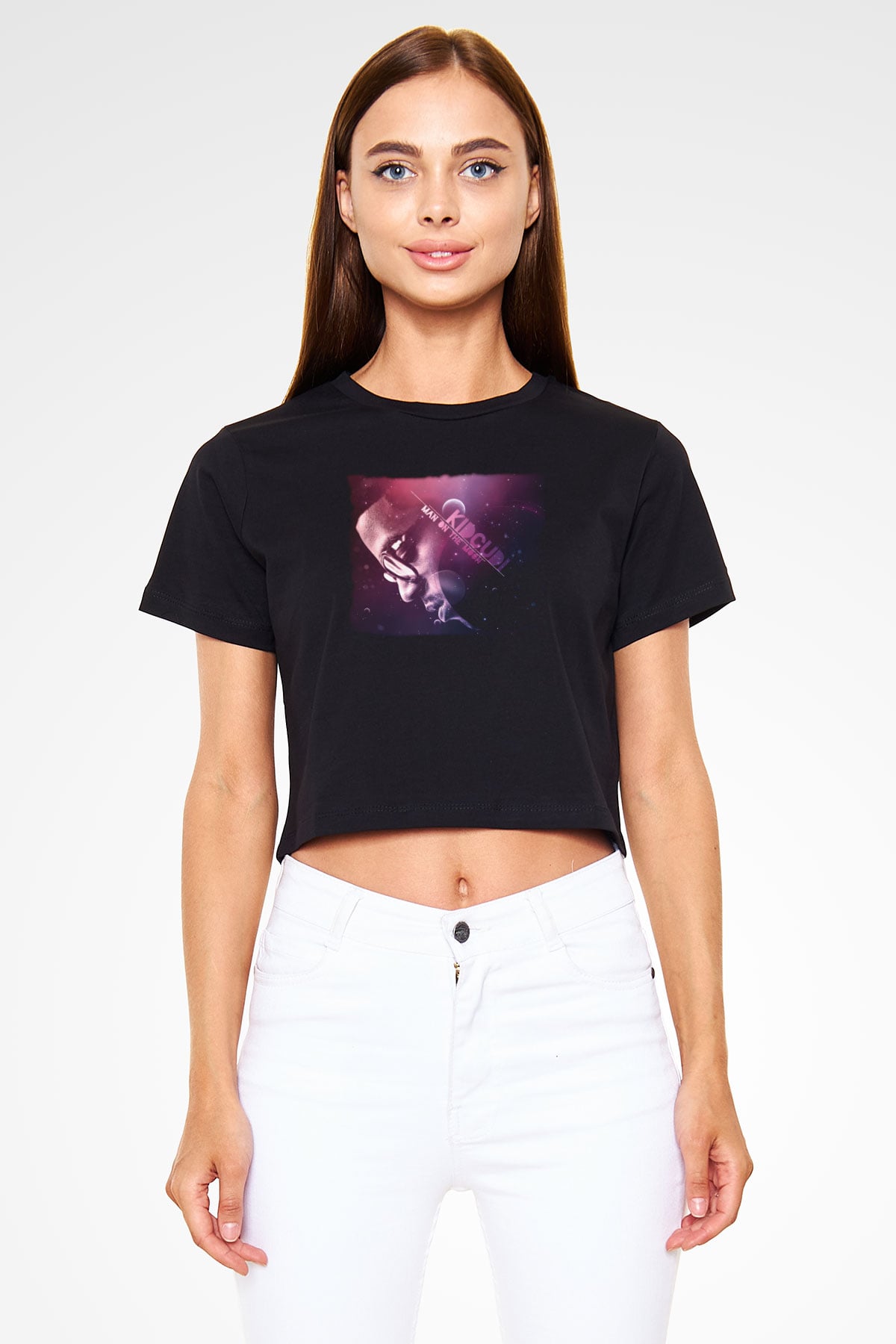 Kid Cudi Siyah  Crop Top Tişört