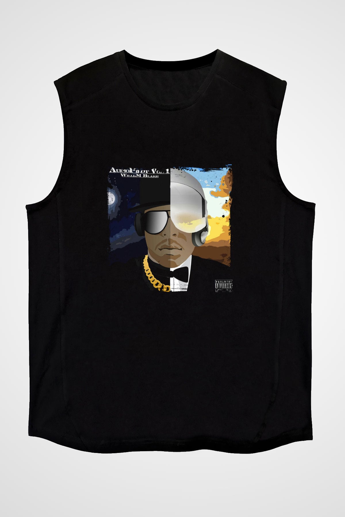 Kid 'n Play Baskılı Unisex Siyah Kolsuz Tişört