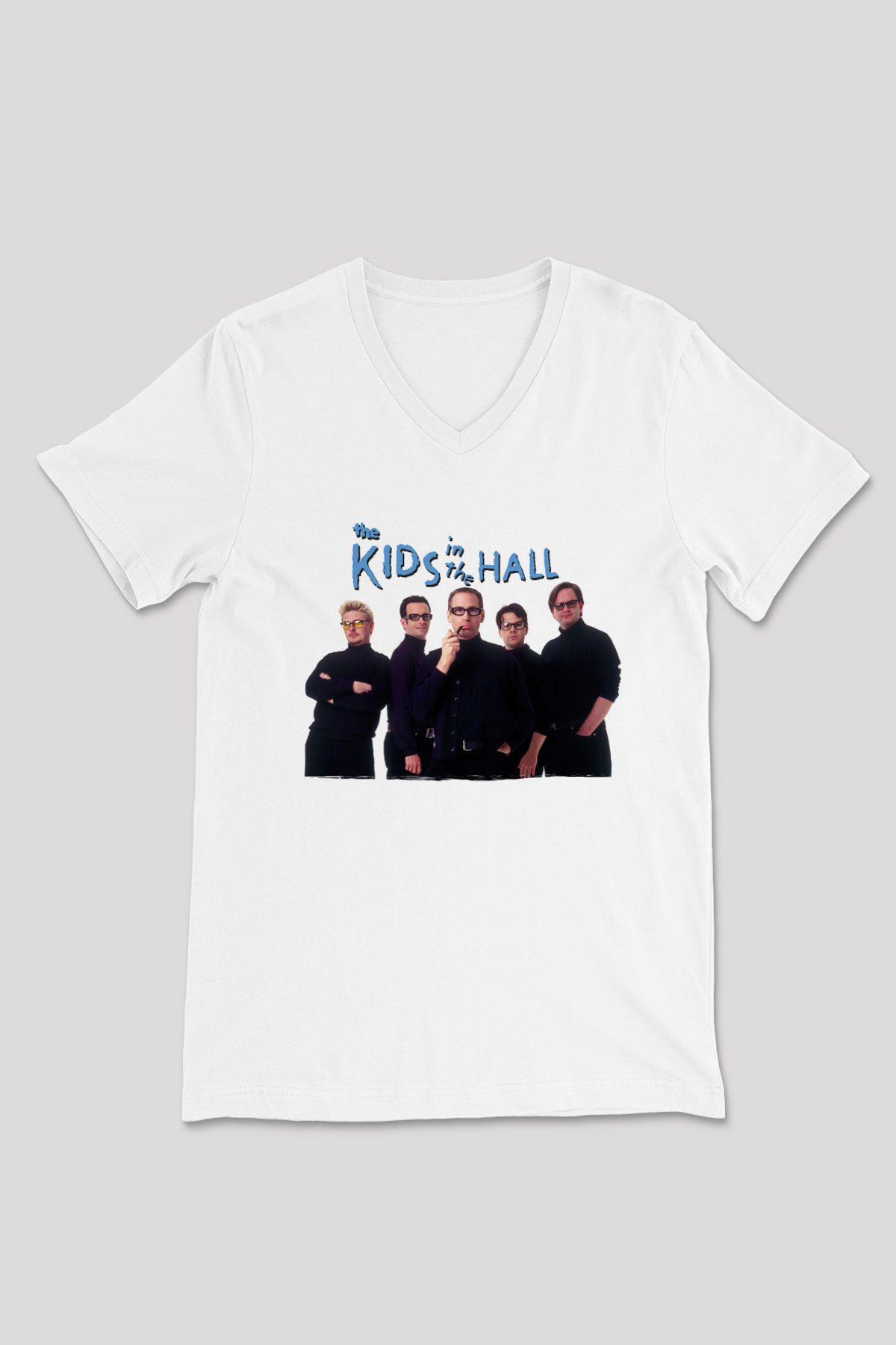 Kids in the Hall Beyaz Unisex V Yaka Tişört