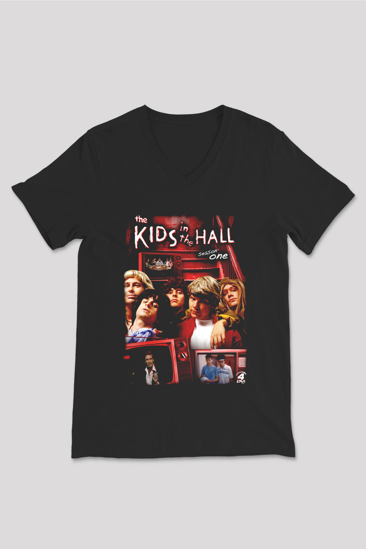 Kids in the Hall Siyah Unisex V Yaka Tişört