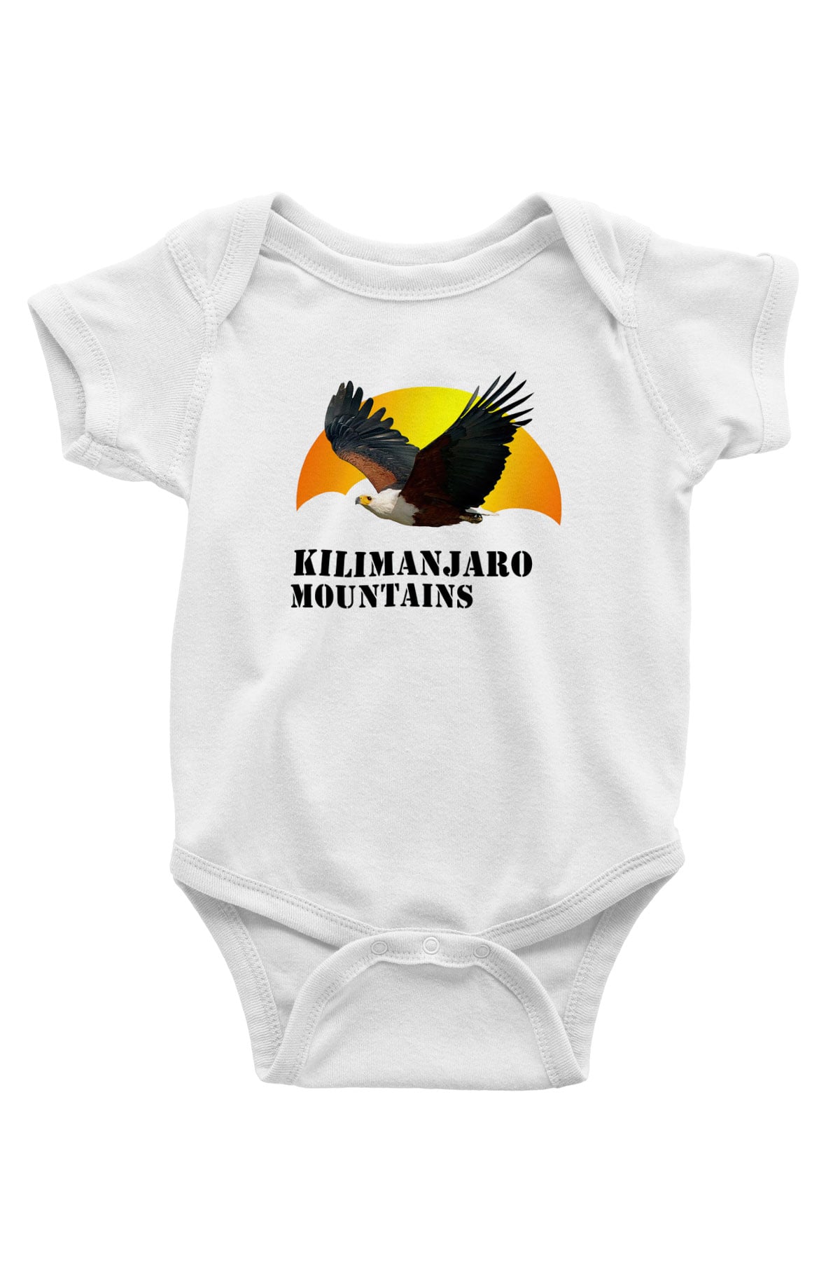 Kilimanjaro Baskılı Beyaz Unisex Bebek Body - Zıbın