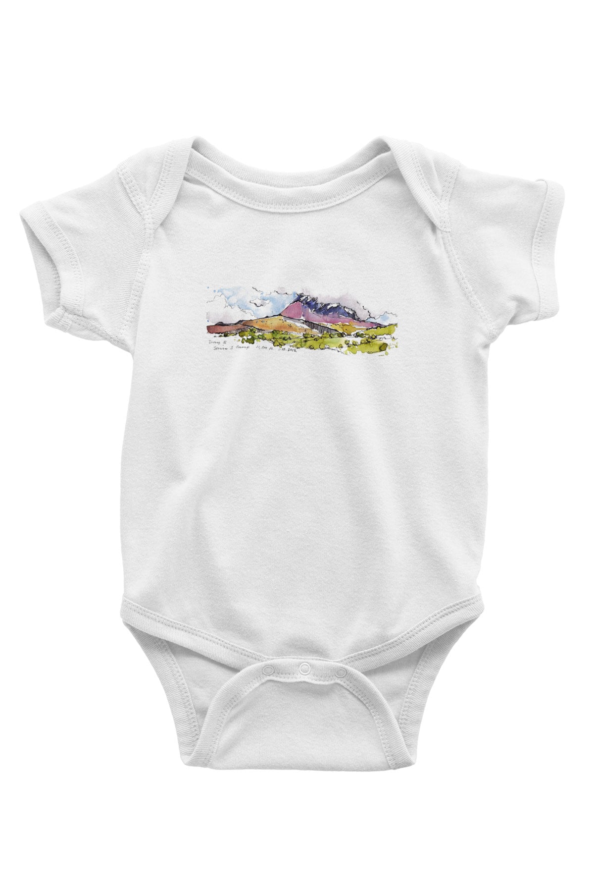 Kilimanjaro Baskılı Beyaz Unisex Bebek Body - Zıbın