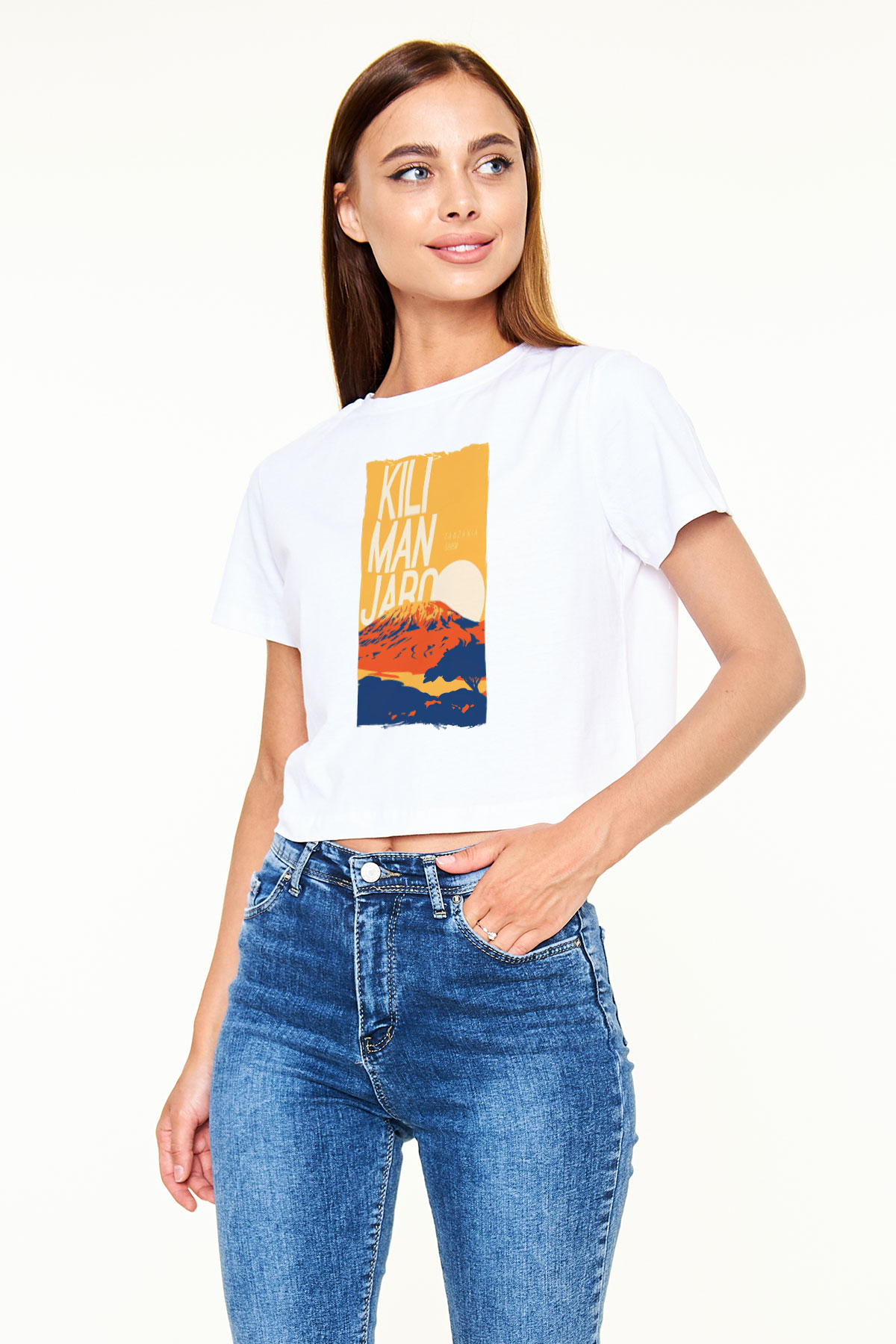 Kilimanjaro Beyaz  Crop Top Tişört