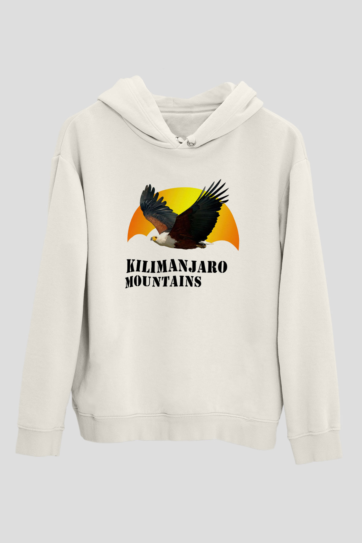 Kilimanjaro Beyaz Unisex Kapşonlu Sweatshirt
