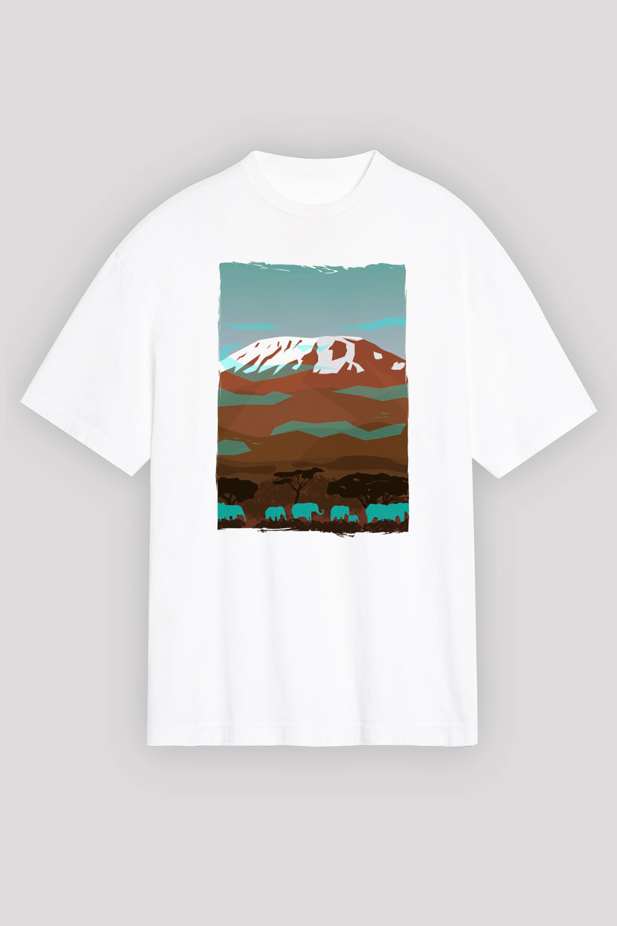 Kilimanjaro Beyaz Unisex Tişört T-Shirt - TişörtFabrikası