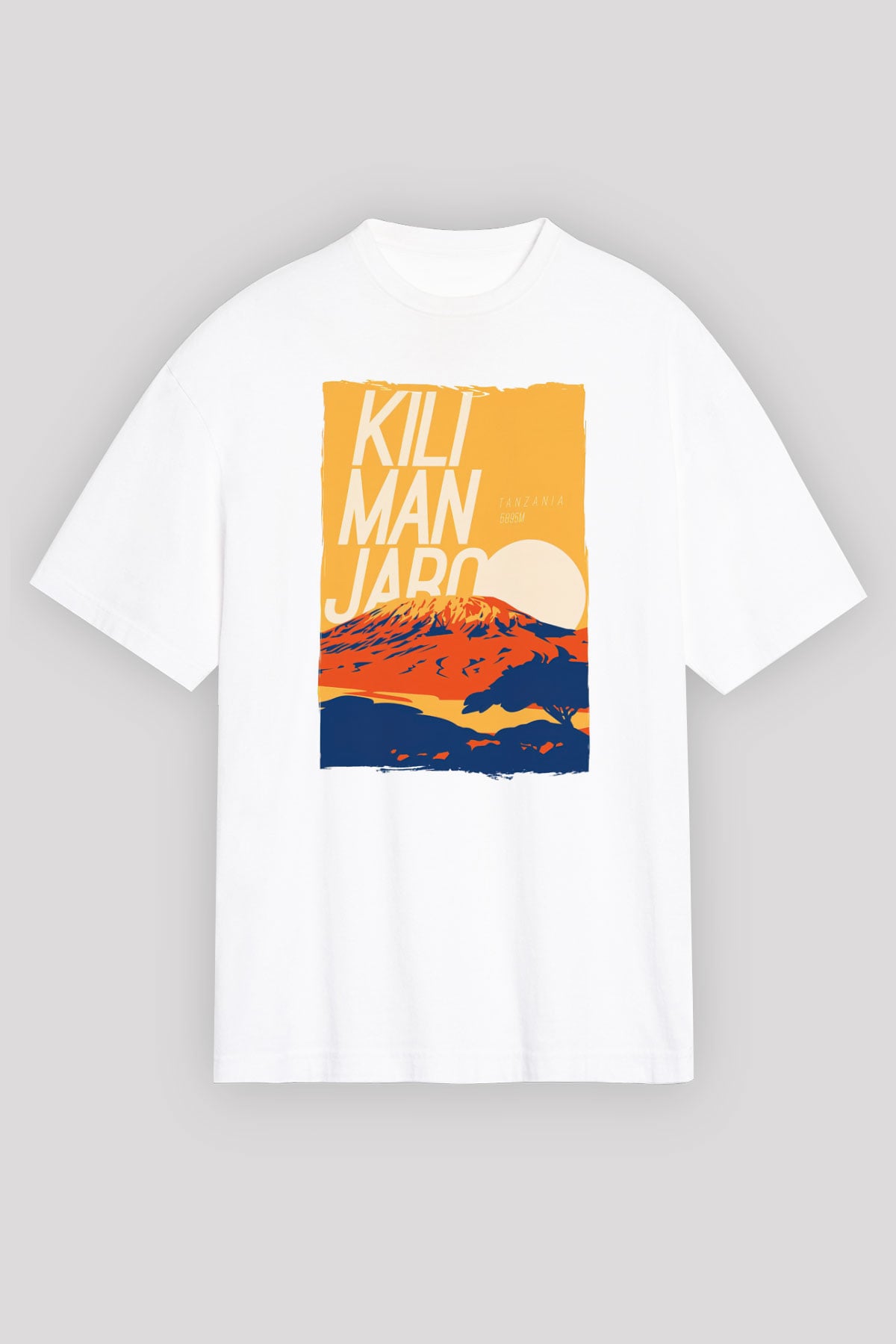 Kilimanjaro Beyaz Unisex Tişört T-Shirt - TişörtFabrikası
