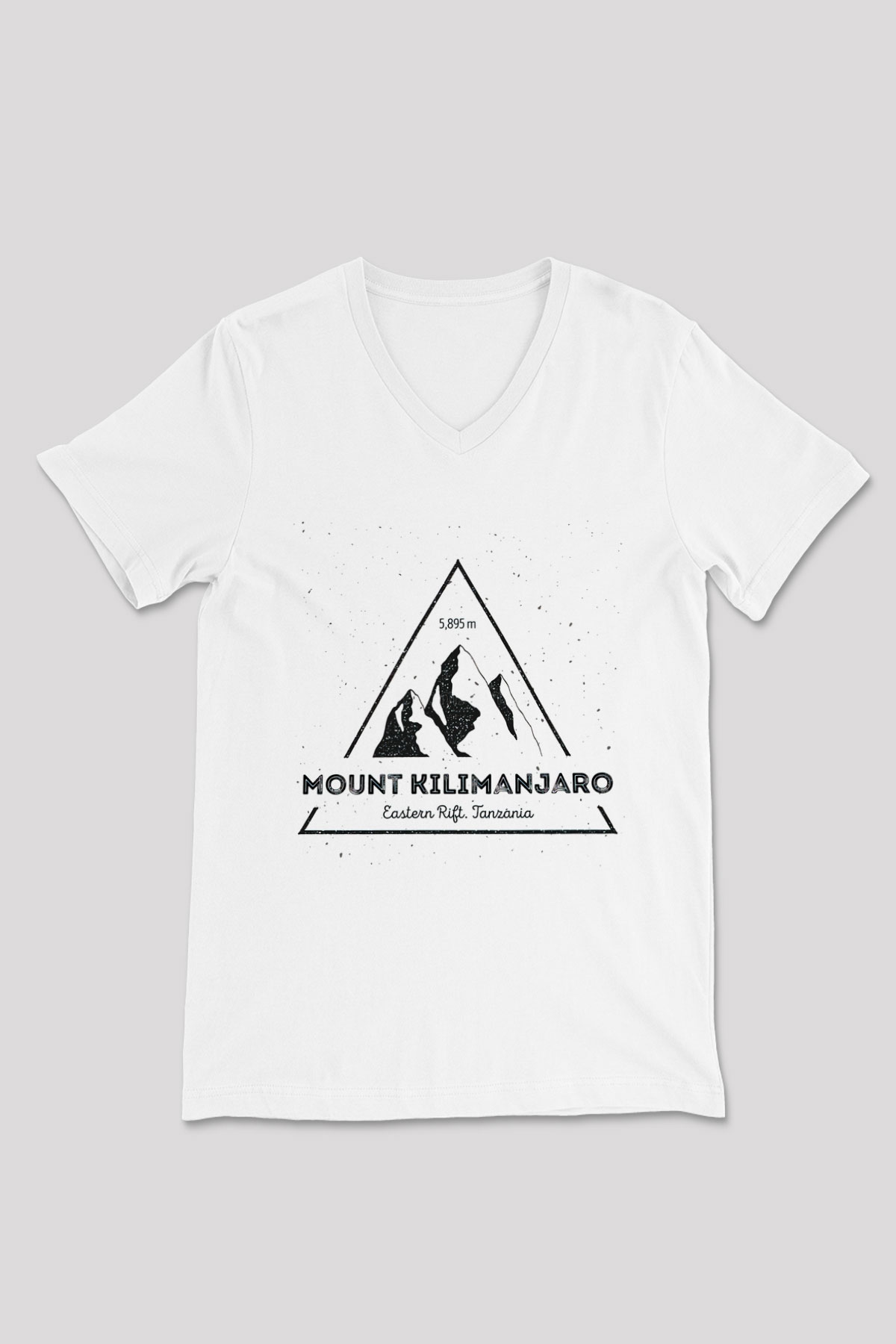 Kilimanjaro Beyaz Unisex V Yaka Tişört T-Shirt