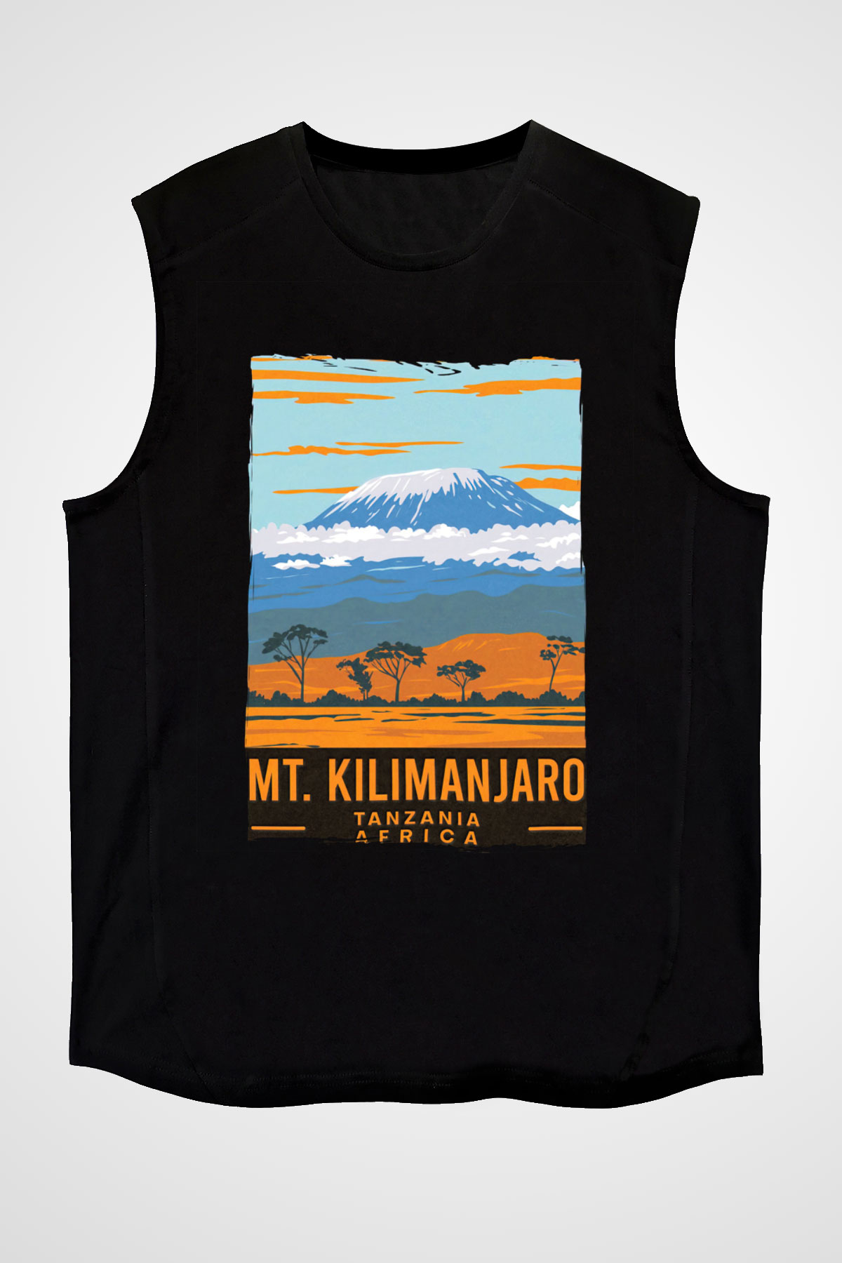Kilimanjaro Siyah Unisex Kolsuz Tişört