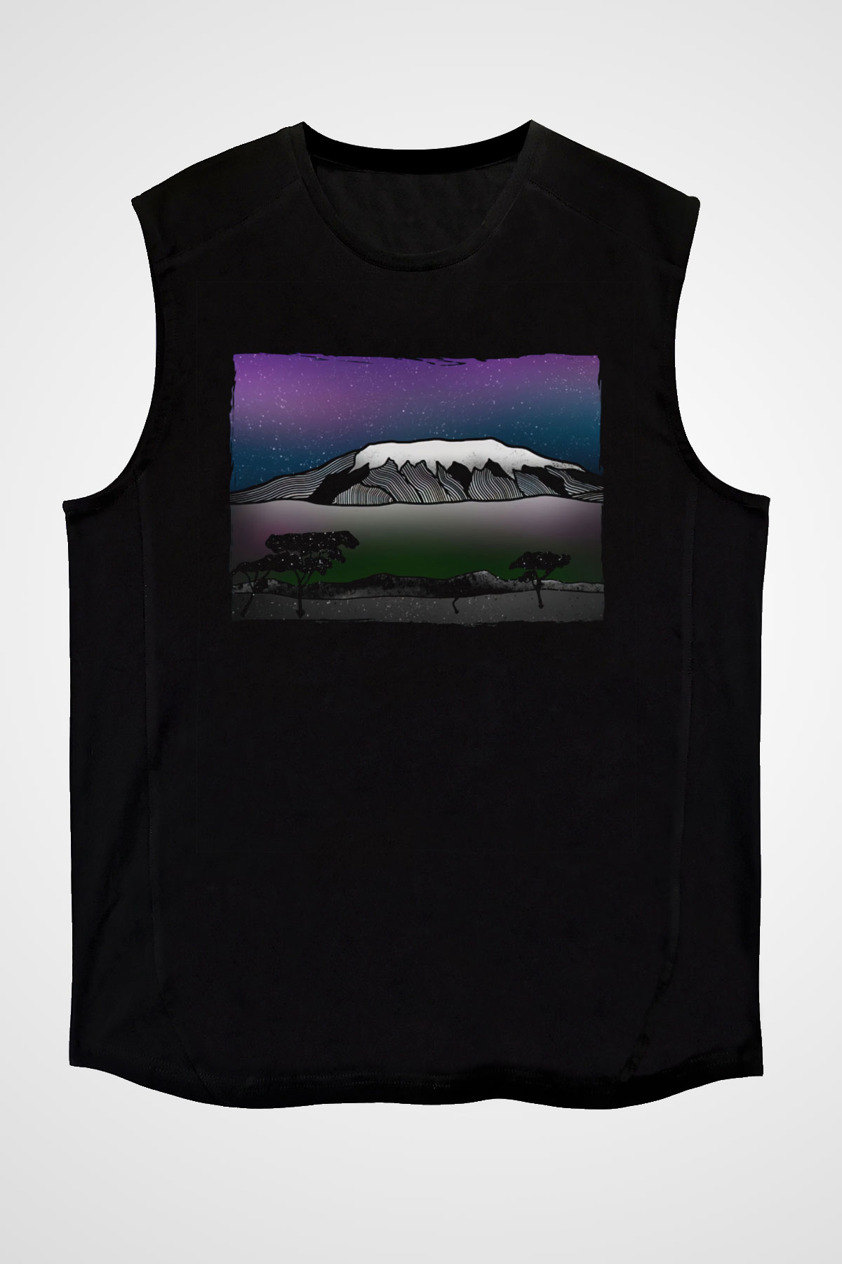 Kilimanjaro Siyah Unisex Kolsuz Tişört