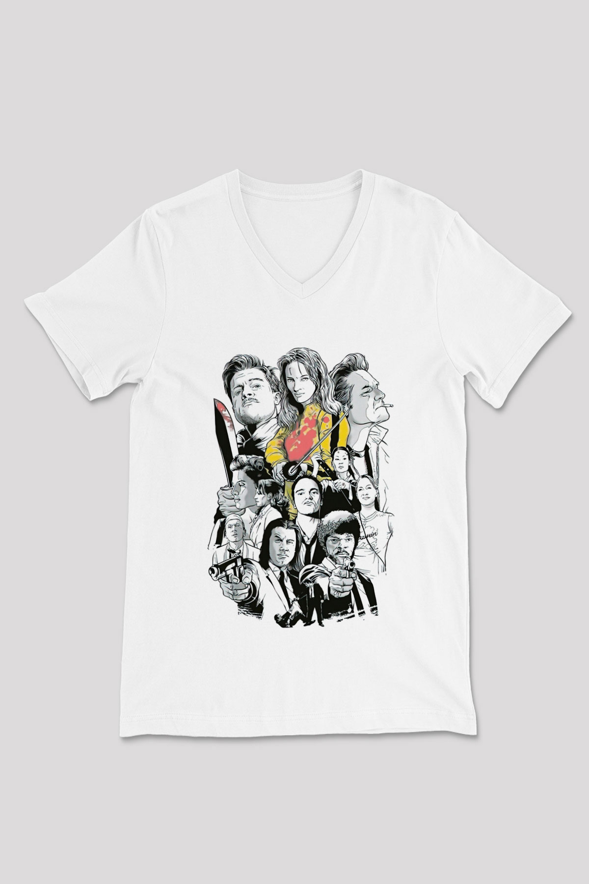 Kill Bill Beyaz Unisex V Yaka Tişört