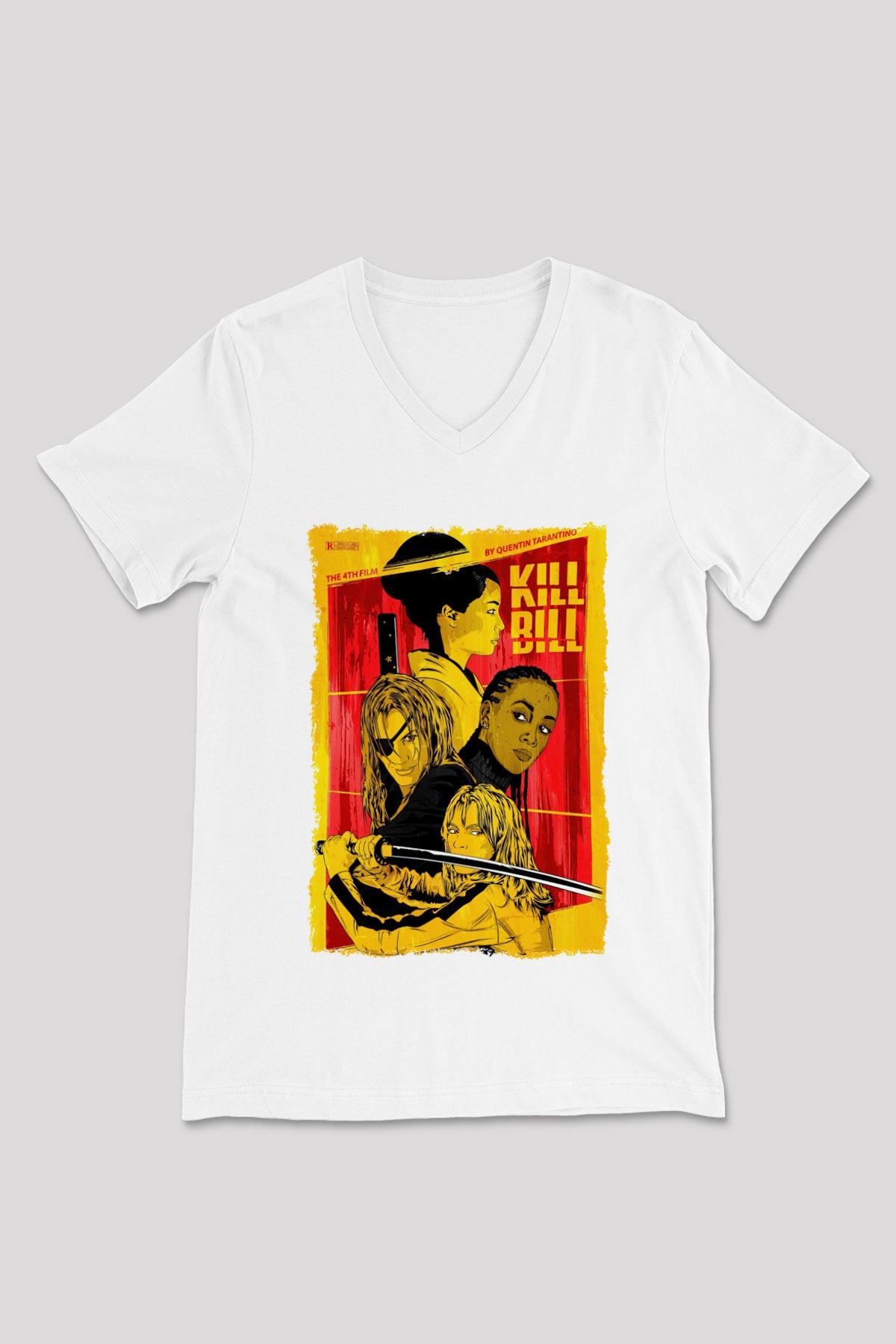 Kill Bill Beyaz Unisex V Yaka Tişört