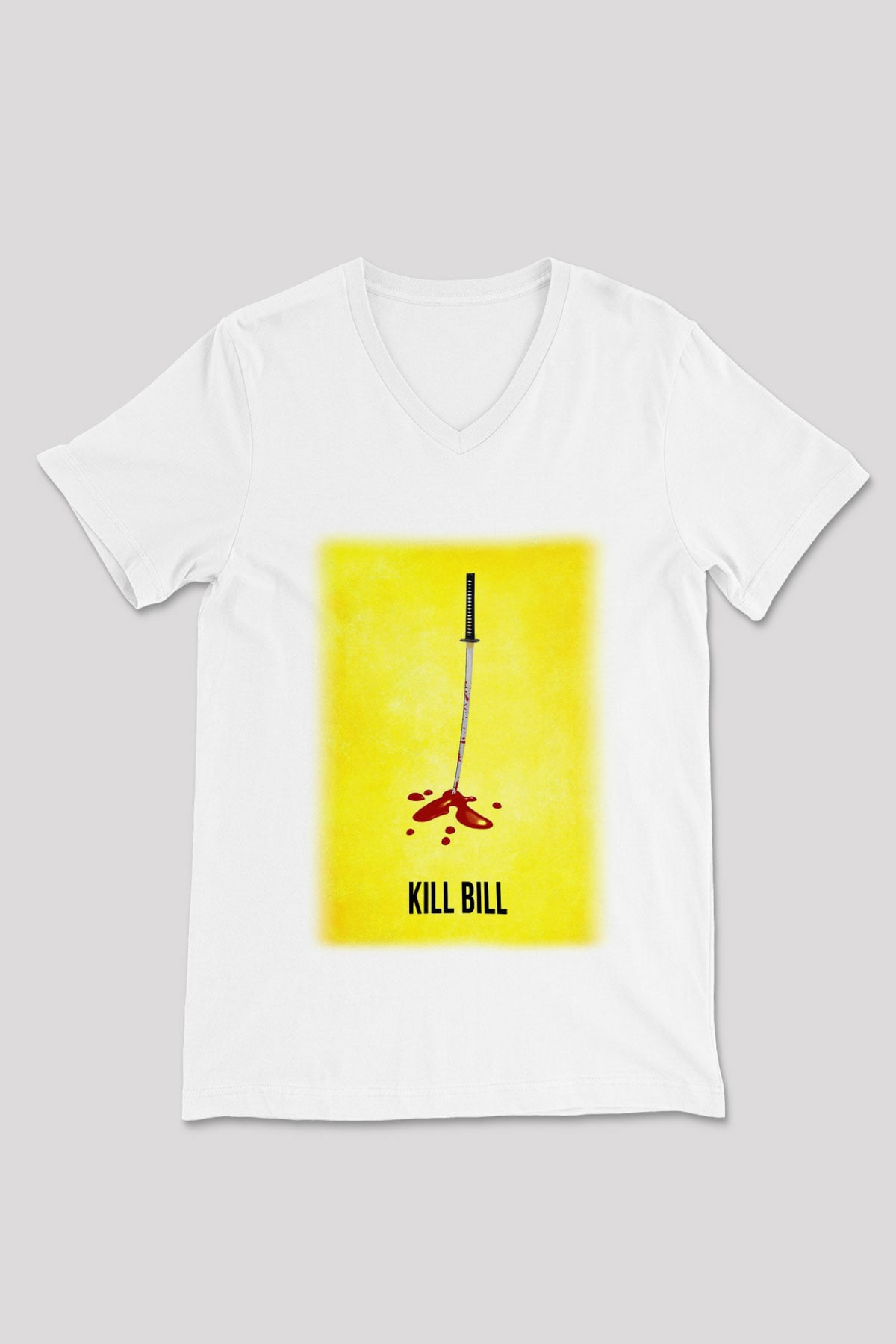 Kill Bill Beyaz Unisex V Yaka Tişört T-Shirt