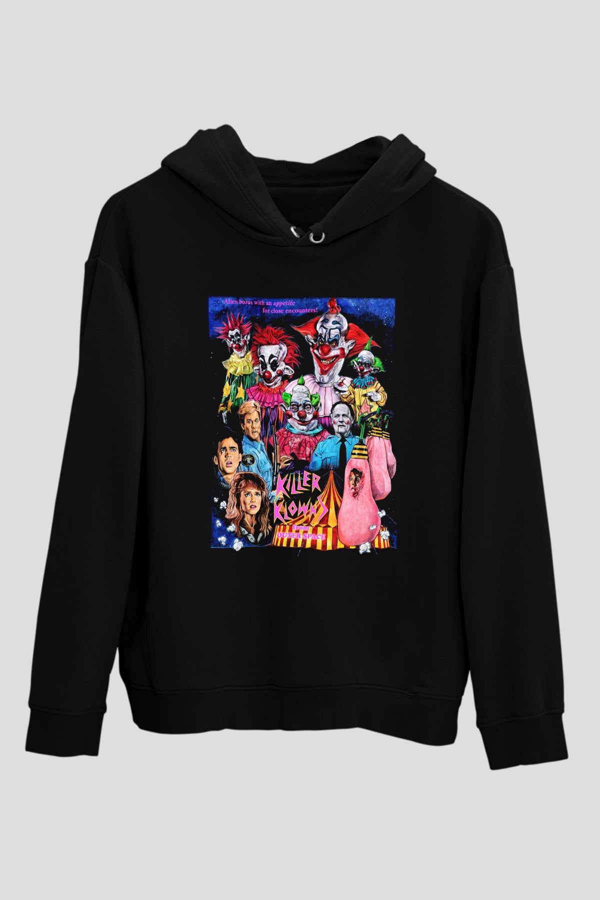 Killer Klowns from Outer Space Siyah Unisex Kapüşonlu Sweatshirt