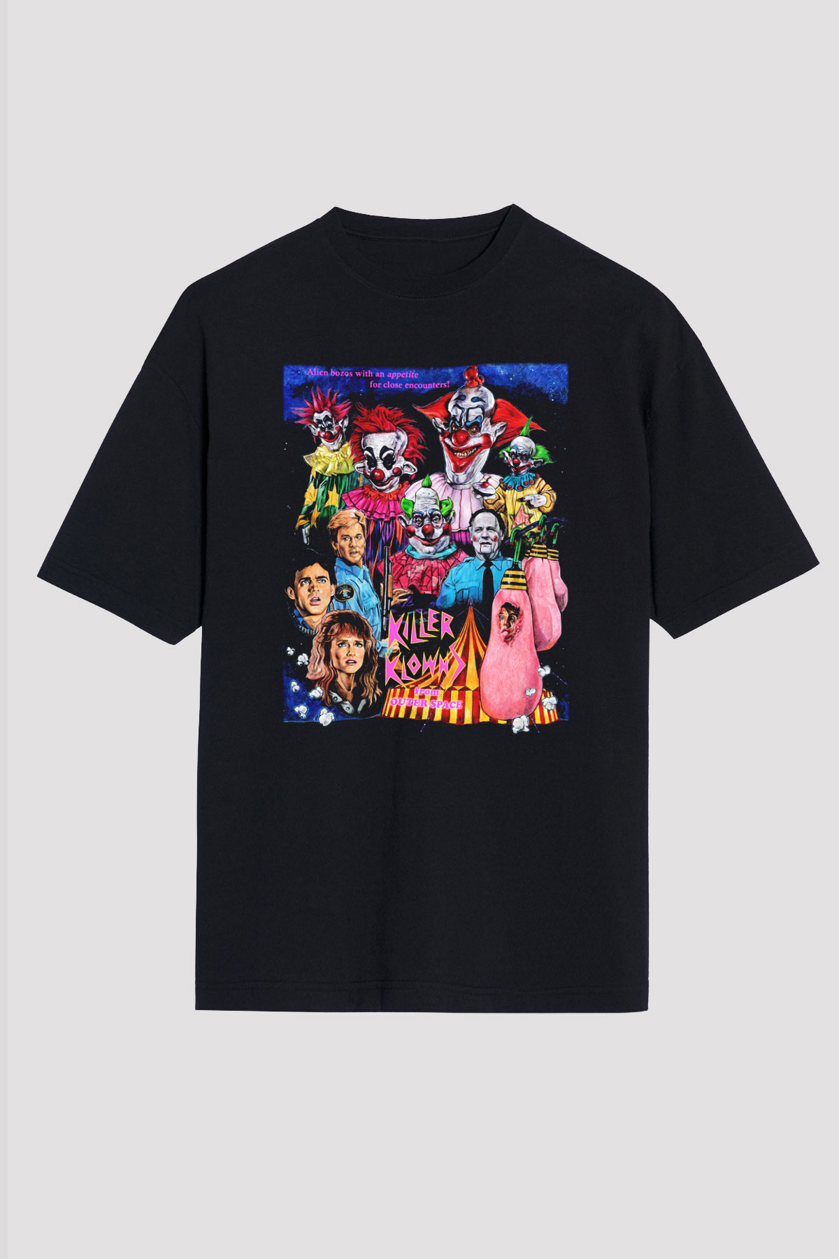 Killer Klowns from Outer Space Siyah Unisex Oversize Tişört