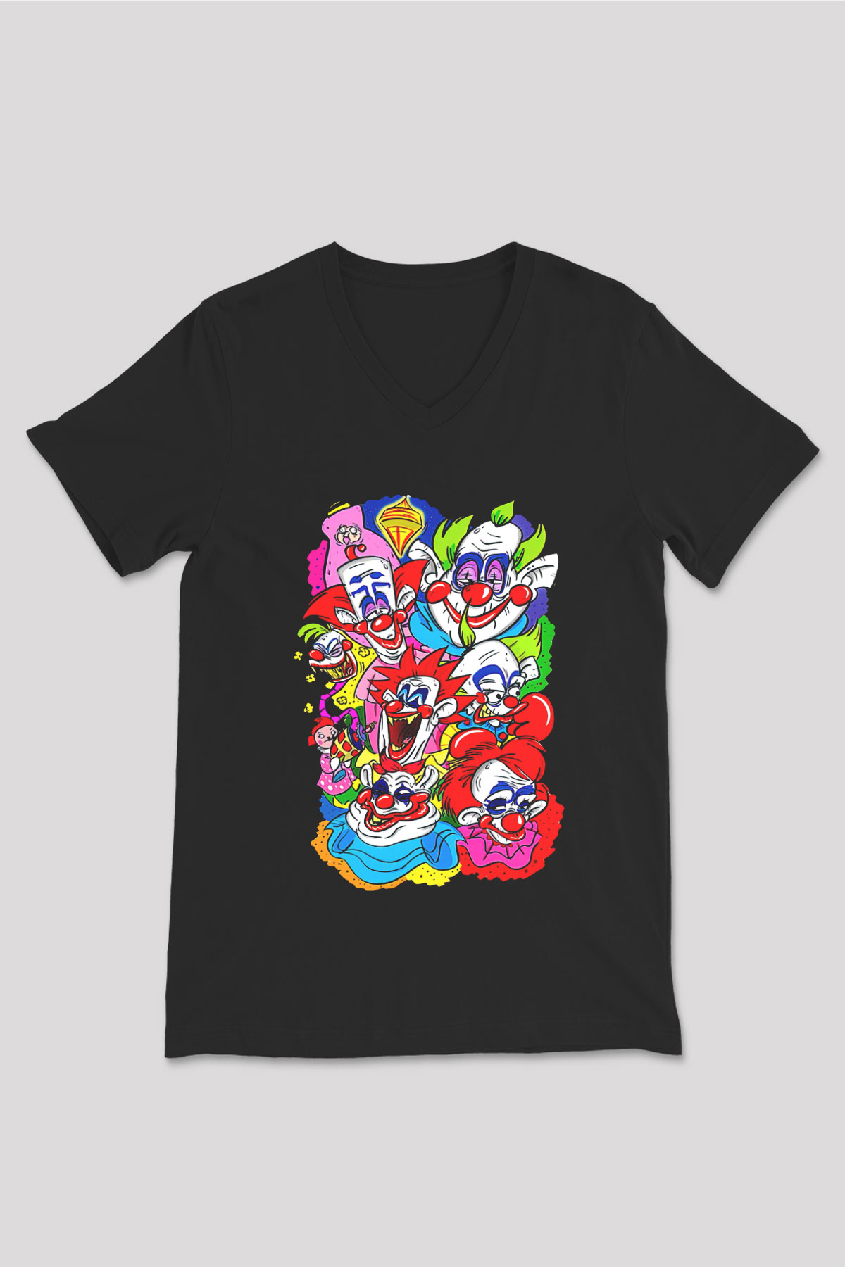 Killer Klowns from Outer Space Siyah Unisex  V Yaka Tişört