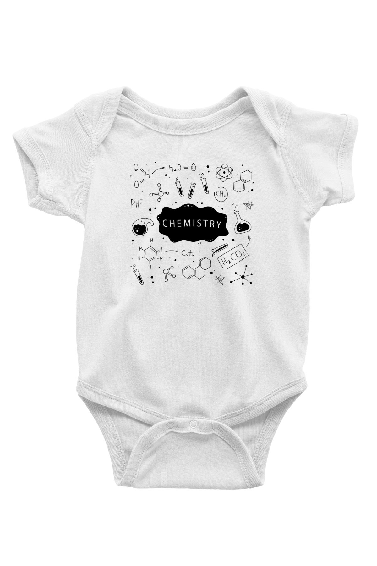 Kimya Bağlar Baskılı Unisex Beyaz Bebek Body - Zıbın
