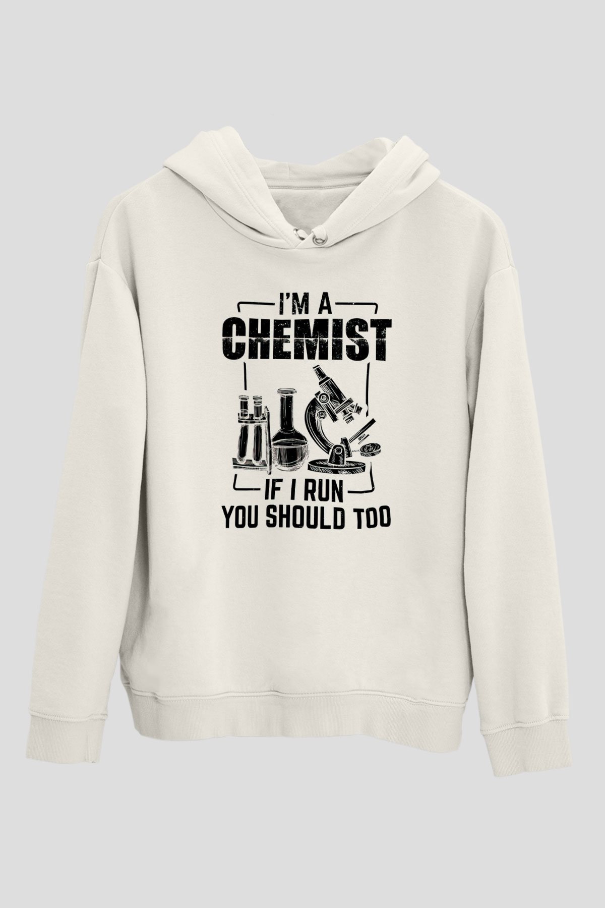 Kimya Bilimi Baskılı Unisex Ekru Hoodie