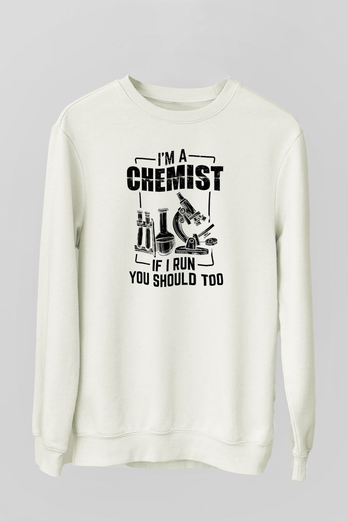 Kimya Bilimi Baskılı Unisex Ekru Sweatshirt