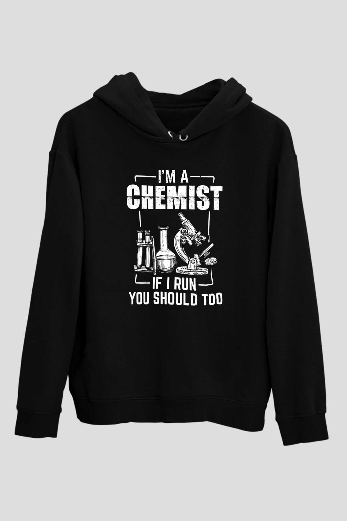 Kimya Bilimi Baskılı Unisex Siyah Hoodie
