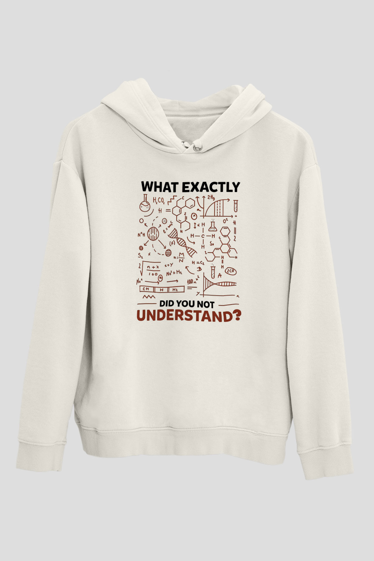 Kimya Formülleri Baskılı Unisex Ekru Hoodie