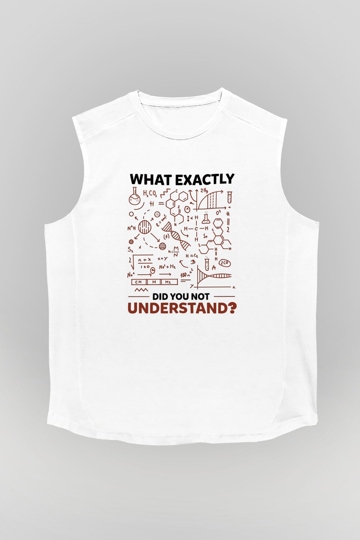 Kimya Formülleri Baskılı Unisex Kolsuz Beyaz Tişört - Tshirt