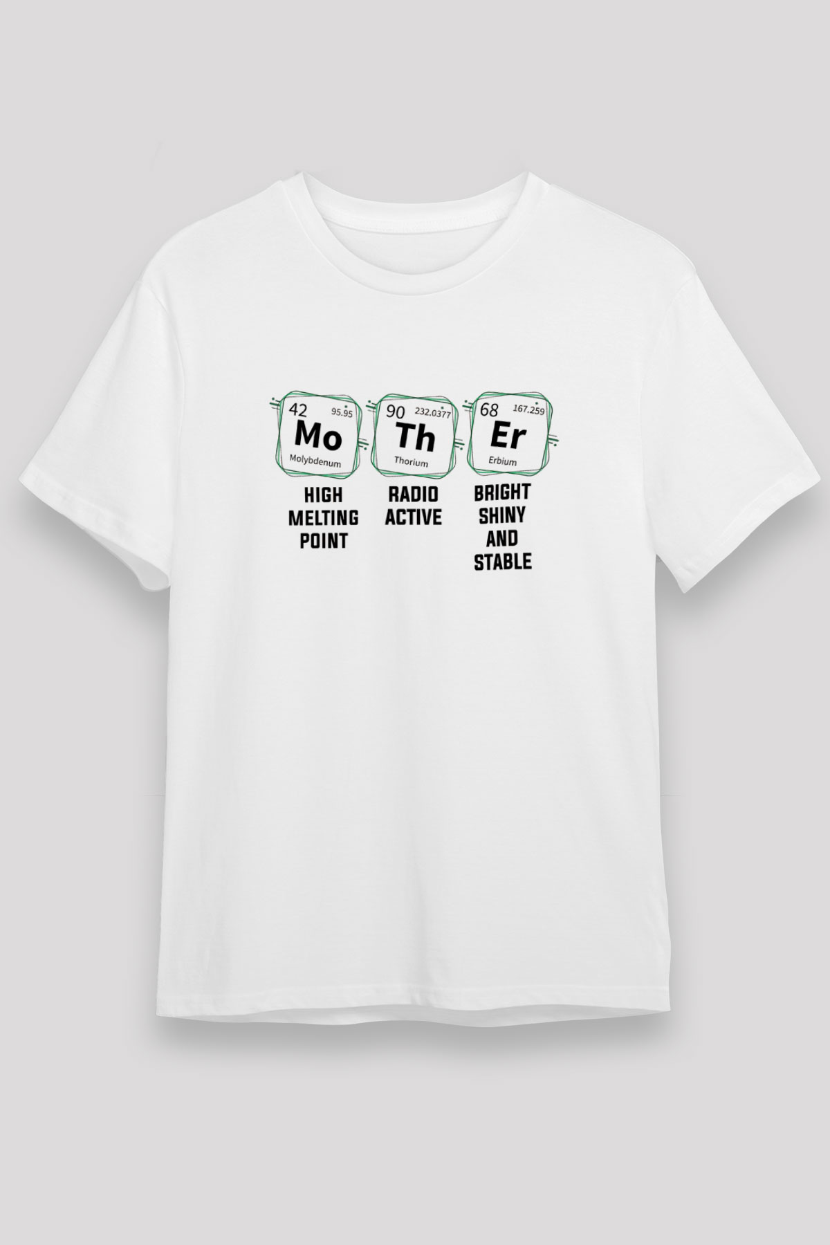 Kimya Periyodik Tablo Anne Baskılı Unisex Beyaz Tişört - Tshirt