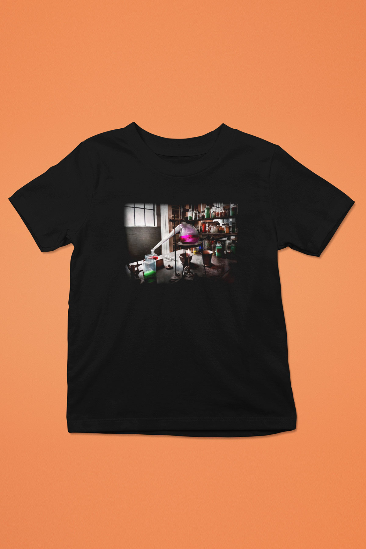 Kimyager Baskılı Siyah Unisex Çocuk Tişört