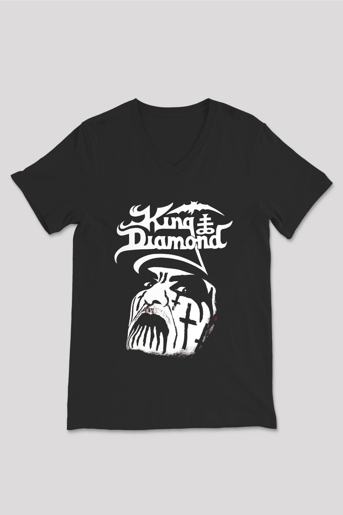King Diamond Siyah Unisex V Yaka Tişört T-Shirt
