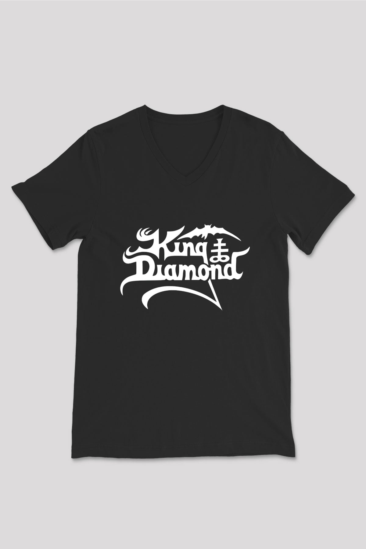 King Diamond Siyah Unisex V Yaka Tişört T-Shirt