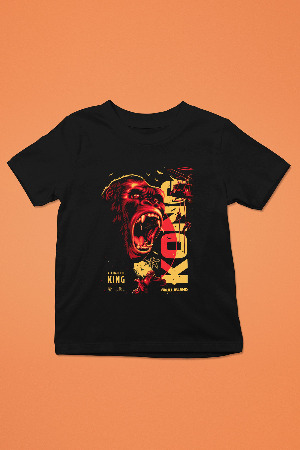 King Kong Baskılı Siyah Unisex Çocuk Tişört