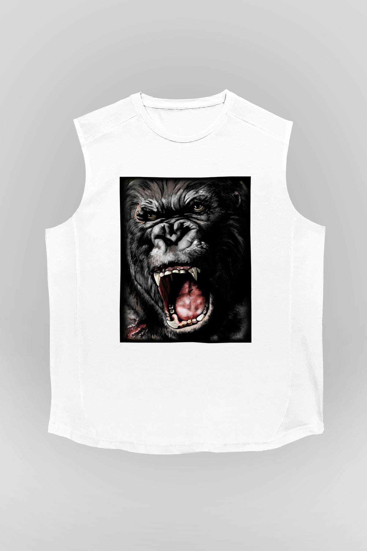 King Kong Beyaz Unisex Kolsuz Tişört