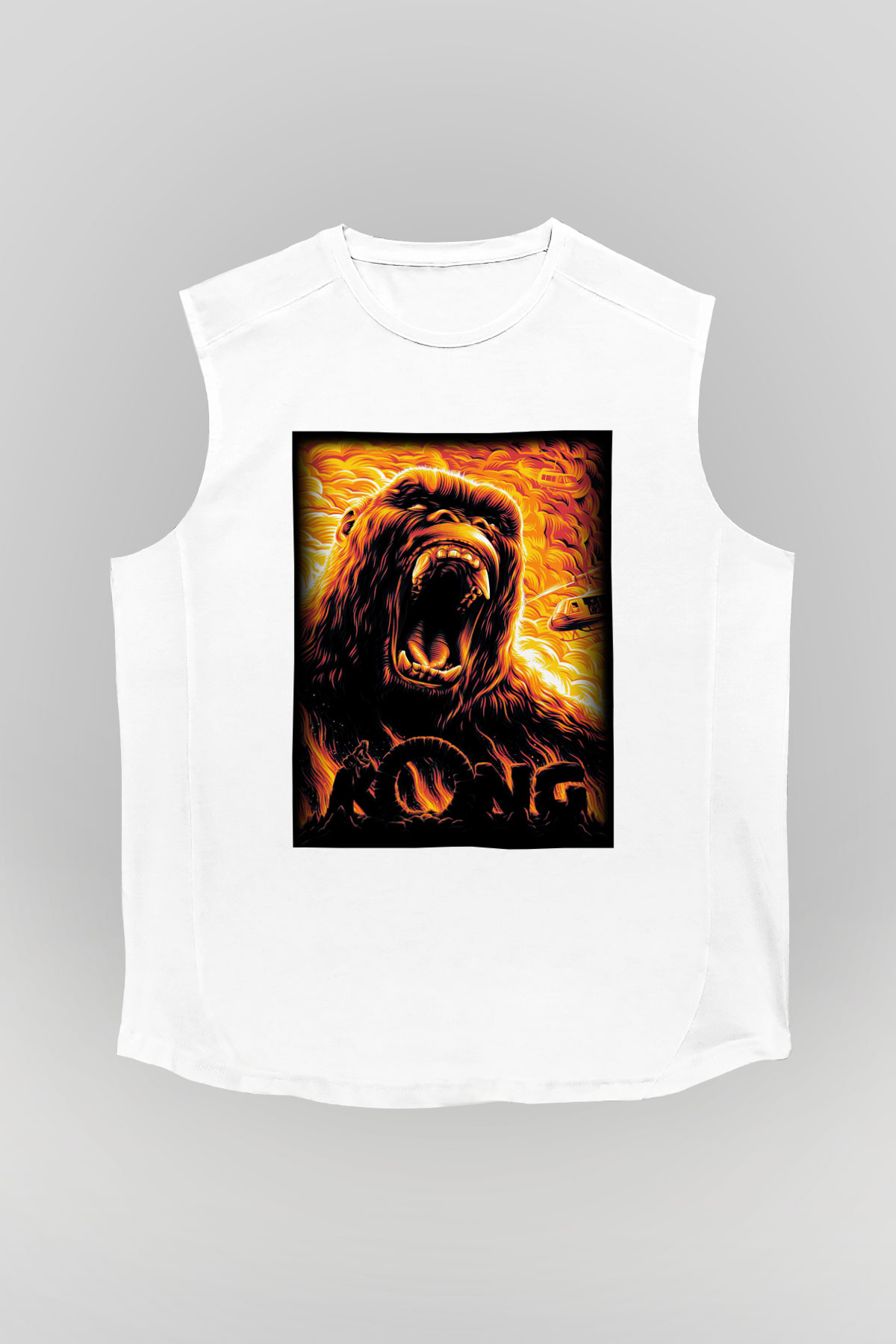 King Kong Beyaz Unisex Kolsuz Tişört