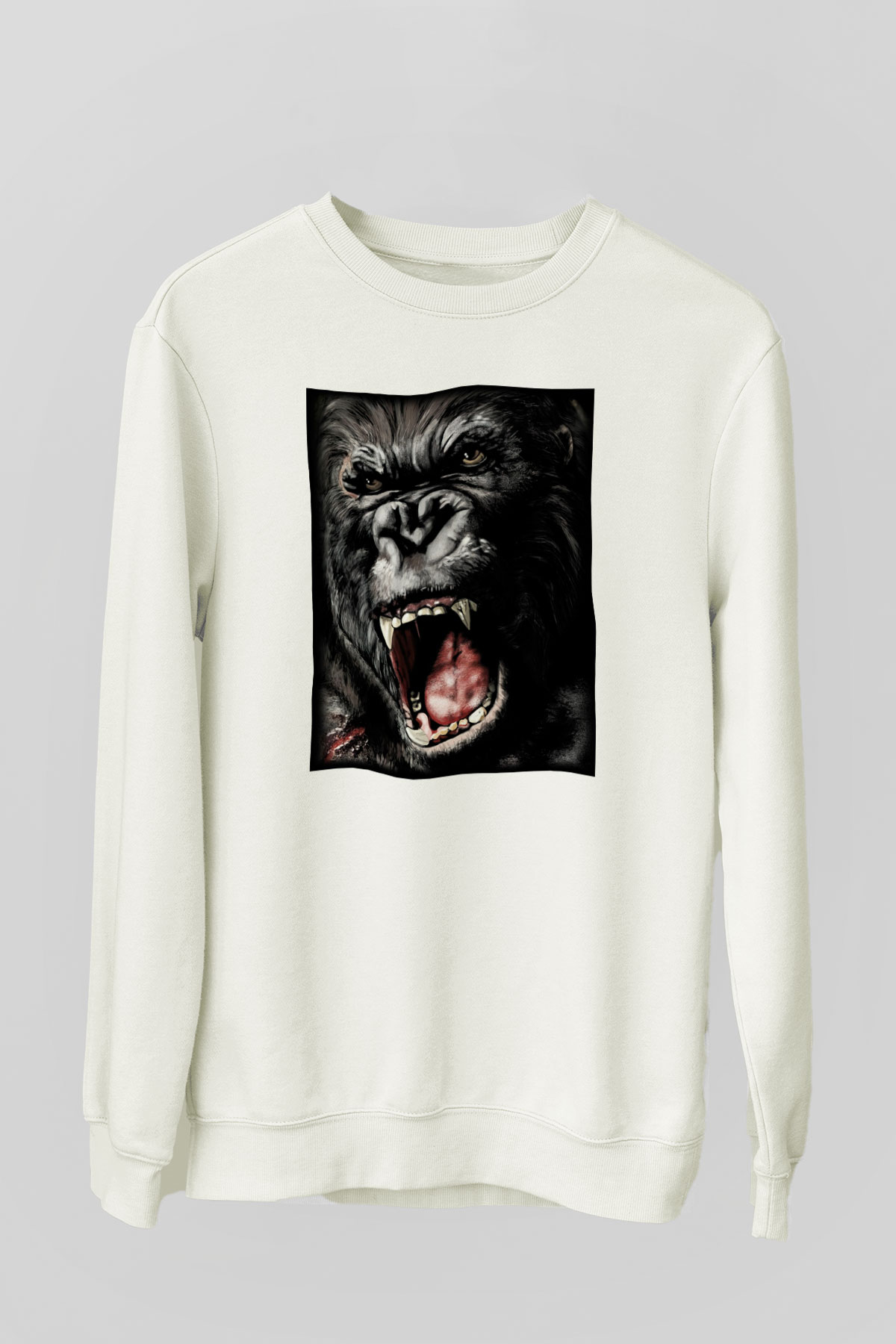 King Kong Beyaz Unisex Sweatshirt