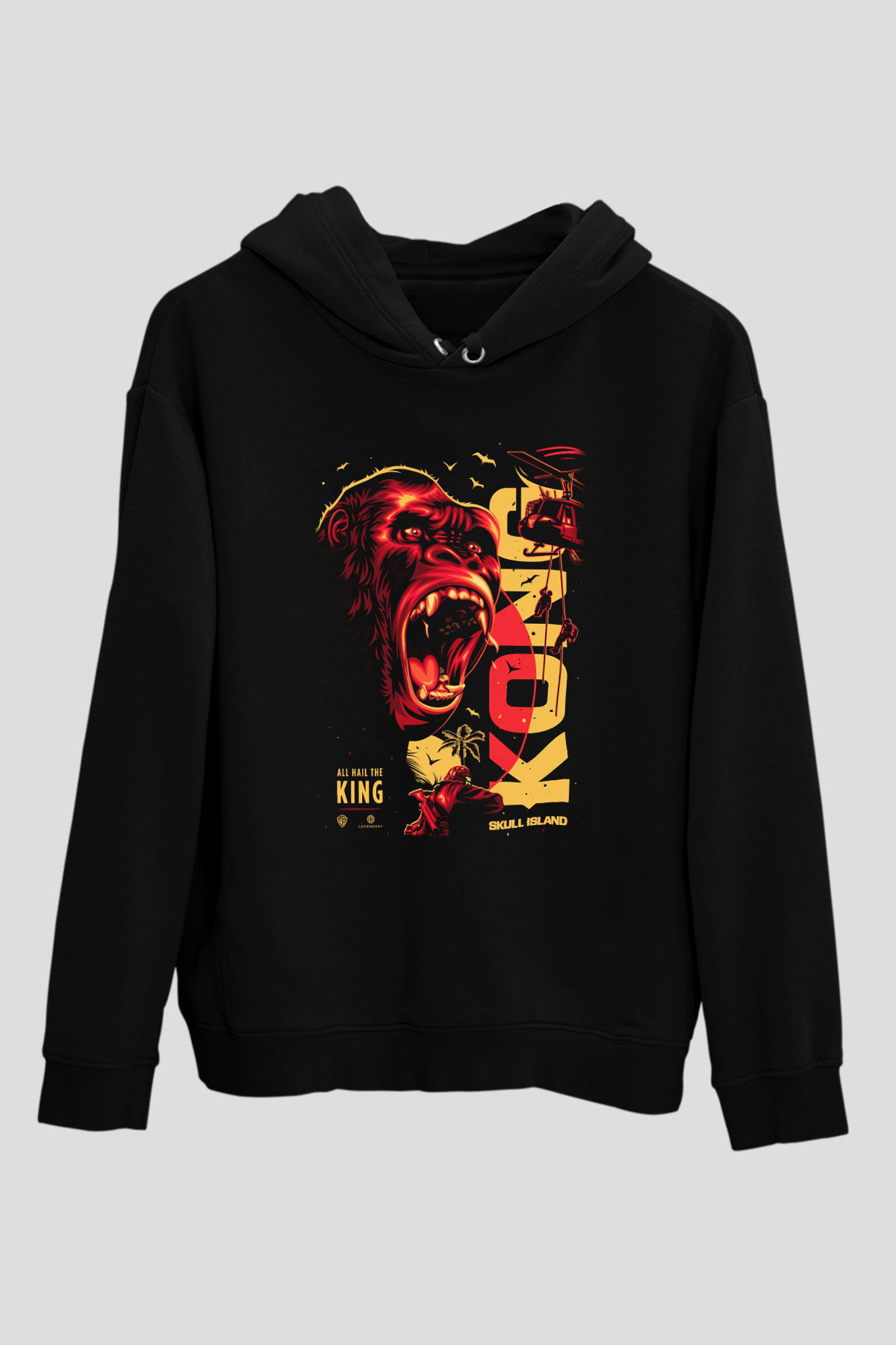 King Kong Siyah Unisex Kapşonlu Sweatshirt