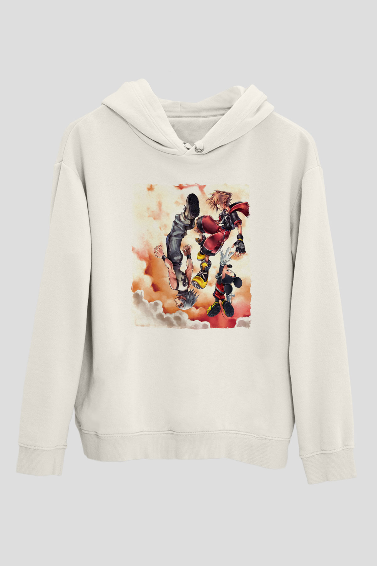 Kingdom Hearts Beyaz Unisex Hoodie