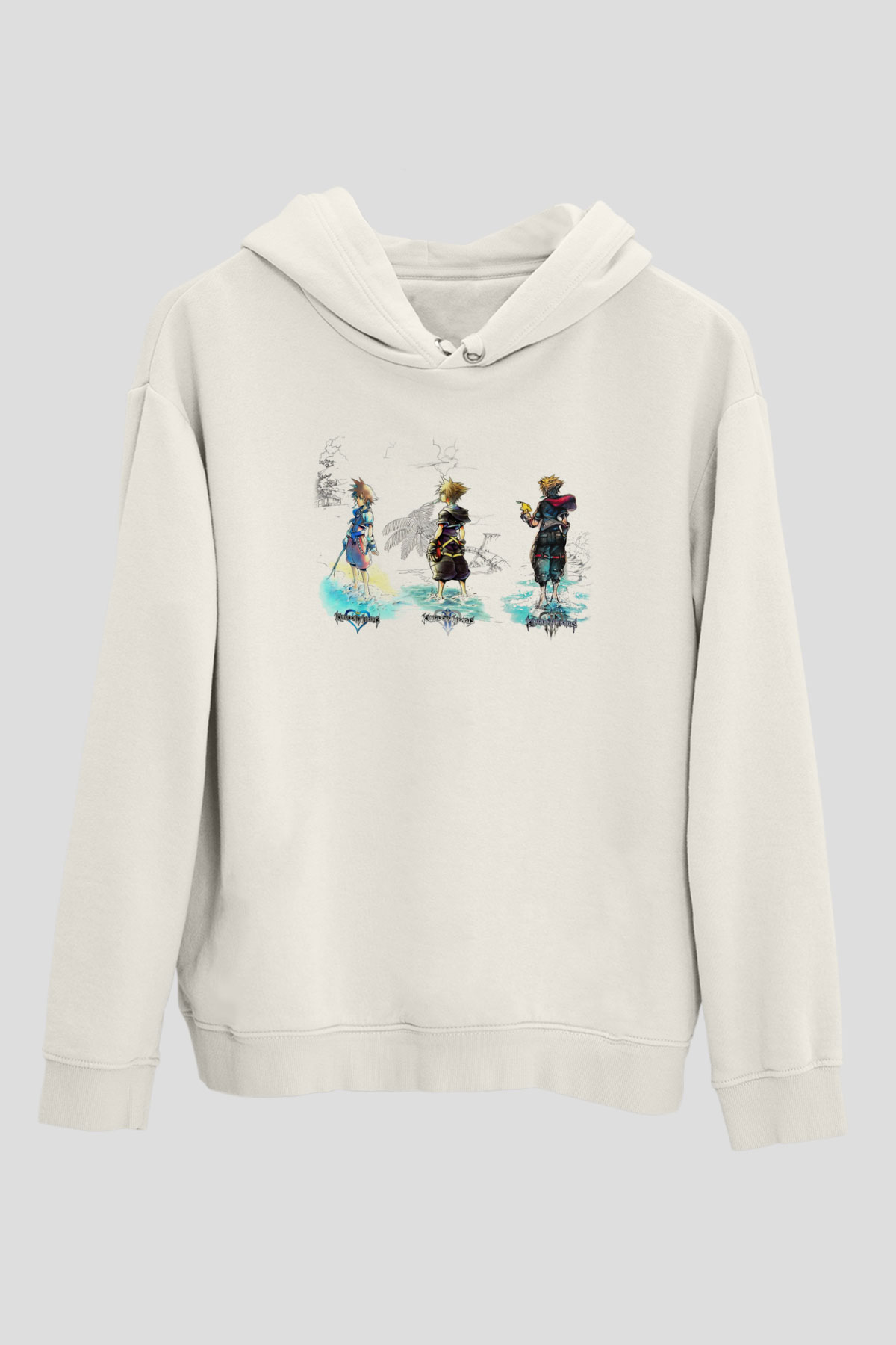 Kingdom Hearts Beyaz Unisex Hoodie