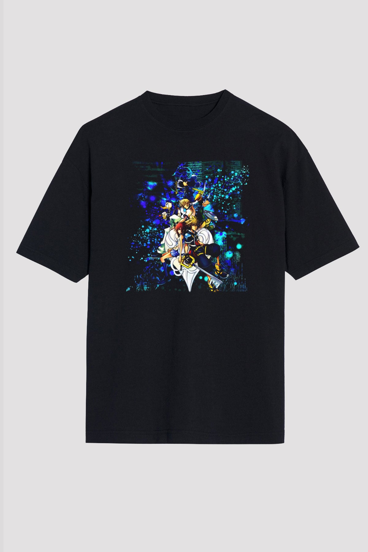Kingdom Hearts Siyah Unisex Oversize Tişört T-Shirt