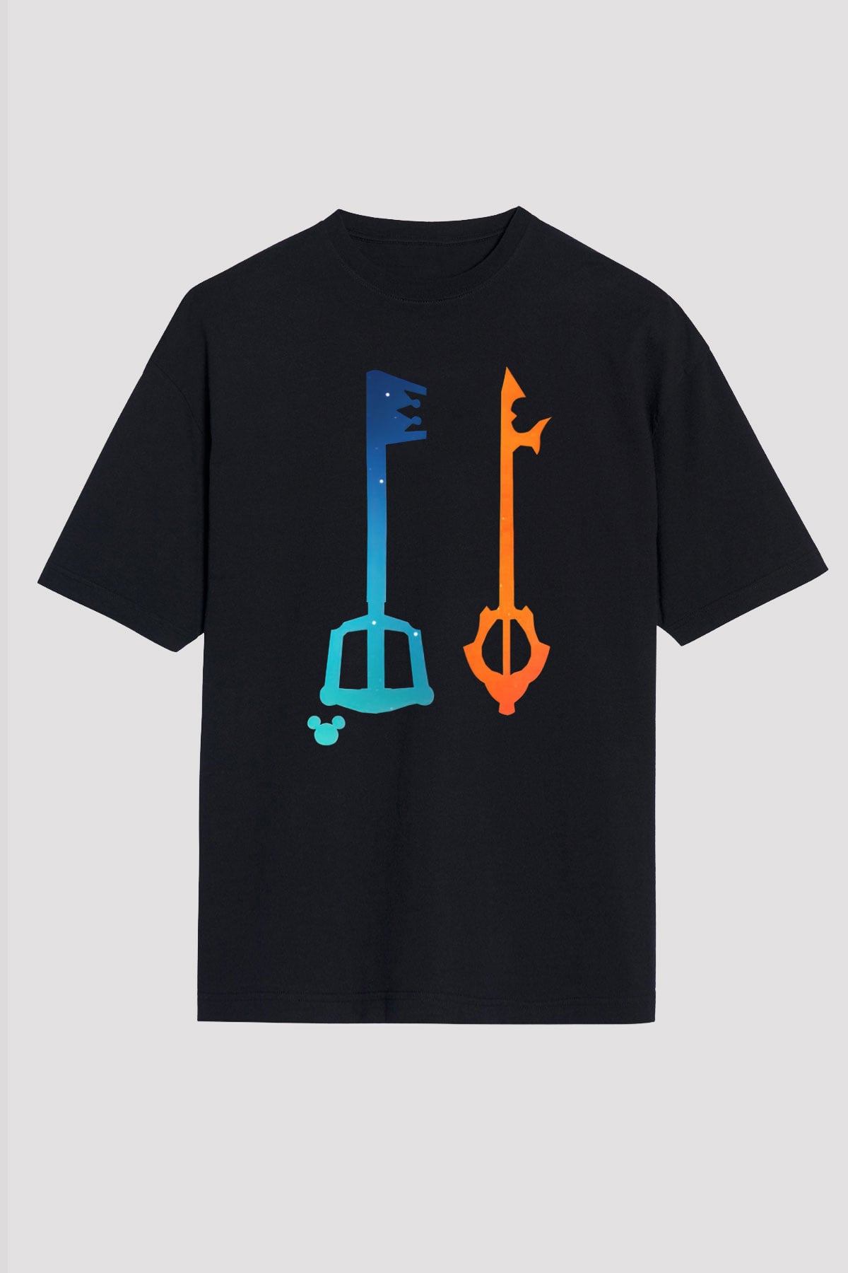 Kingdom Hearts Siyah Unisex Oversize Tişört T-Shirt