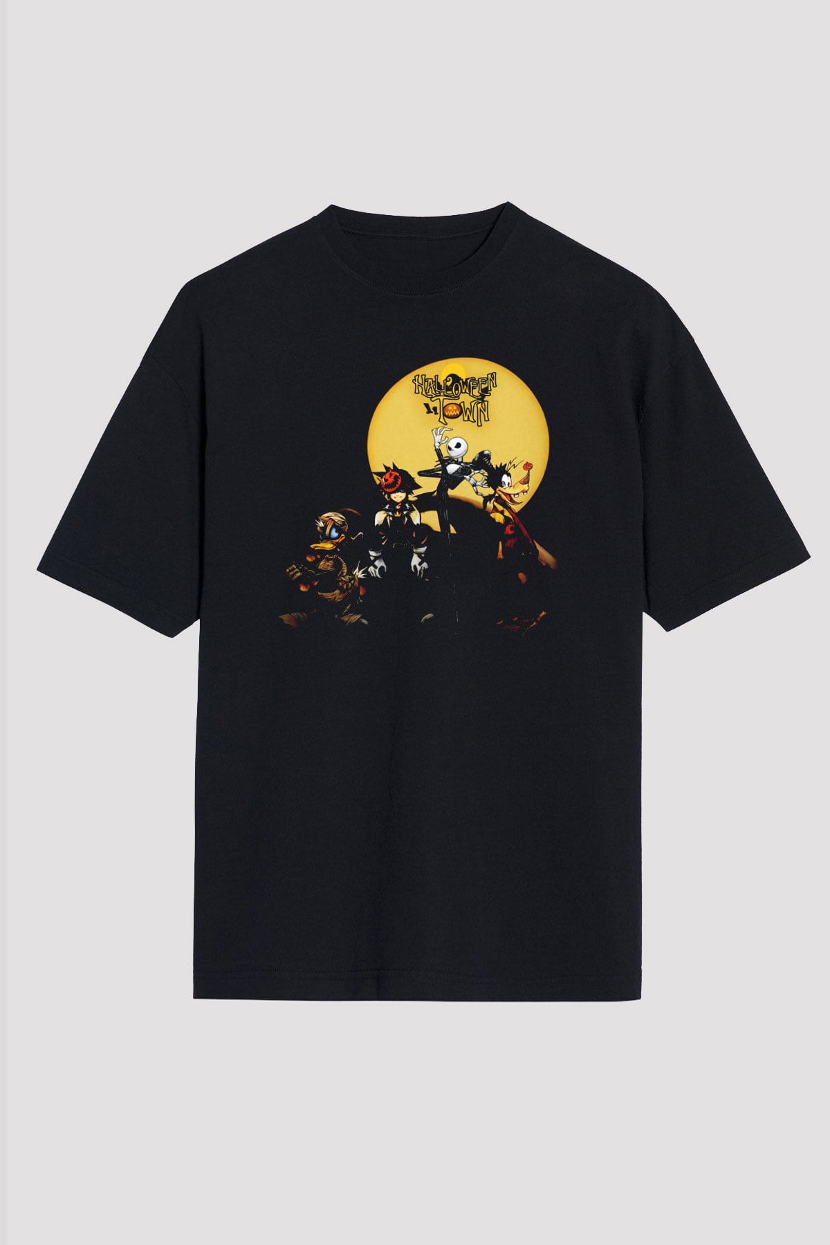 Kingdom Hearts Siyah Unisex Oversize Tişört T-Shirt