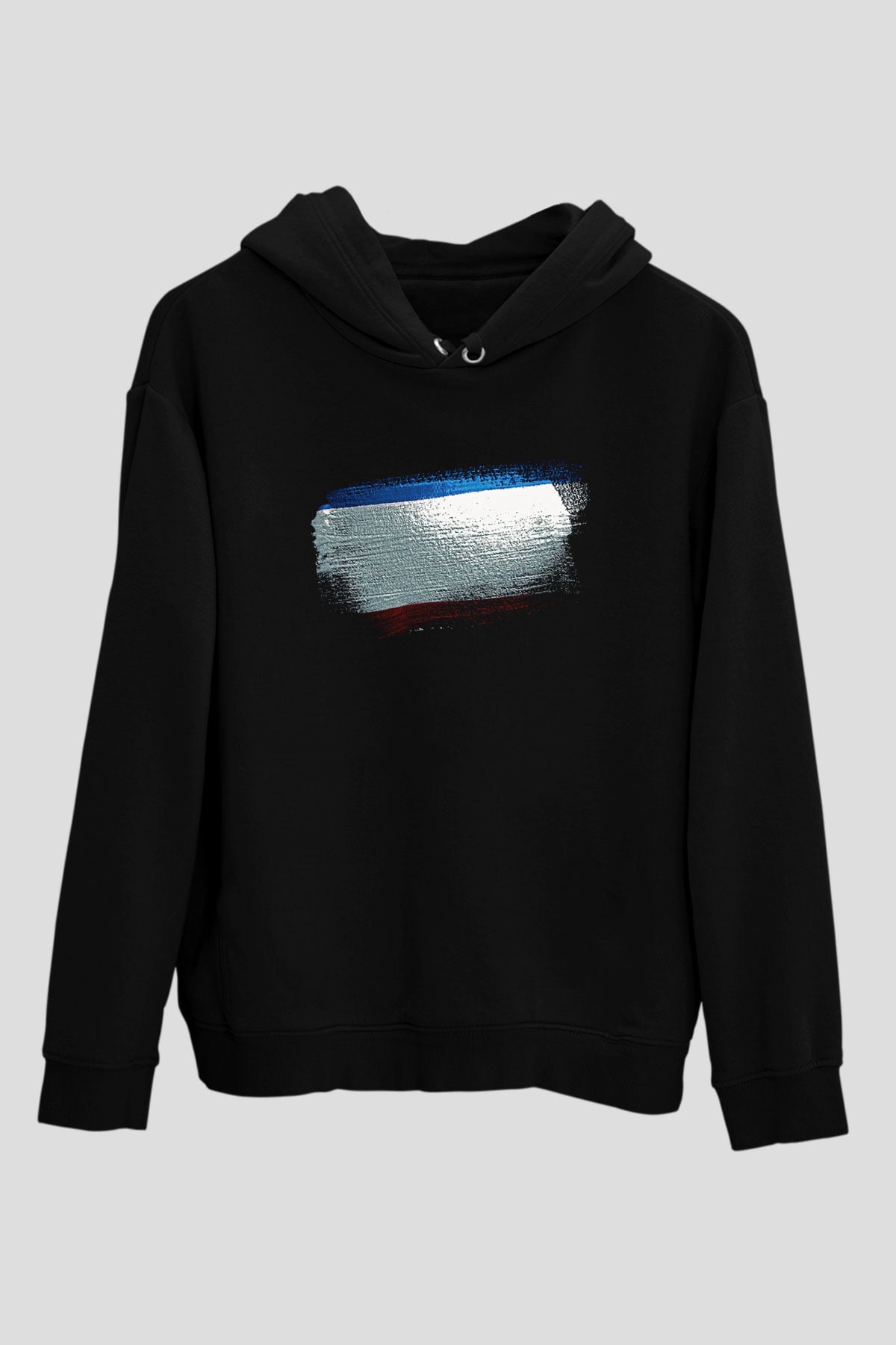 Kırım Yarımadası - Crimea Bayrağı Baskılı Unisex Siyah Kapüşonlu Sweatshirt