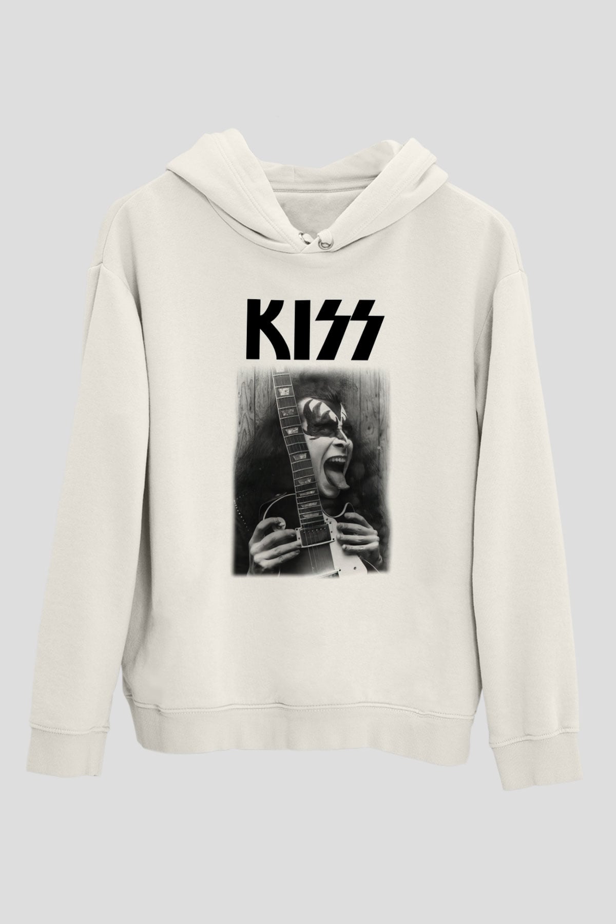 Kiss Beyaz Unisex Kapşonlu Sweatshirt
