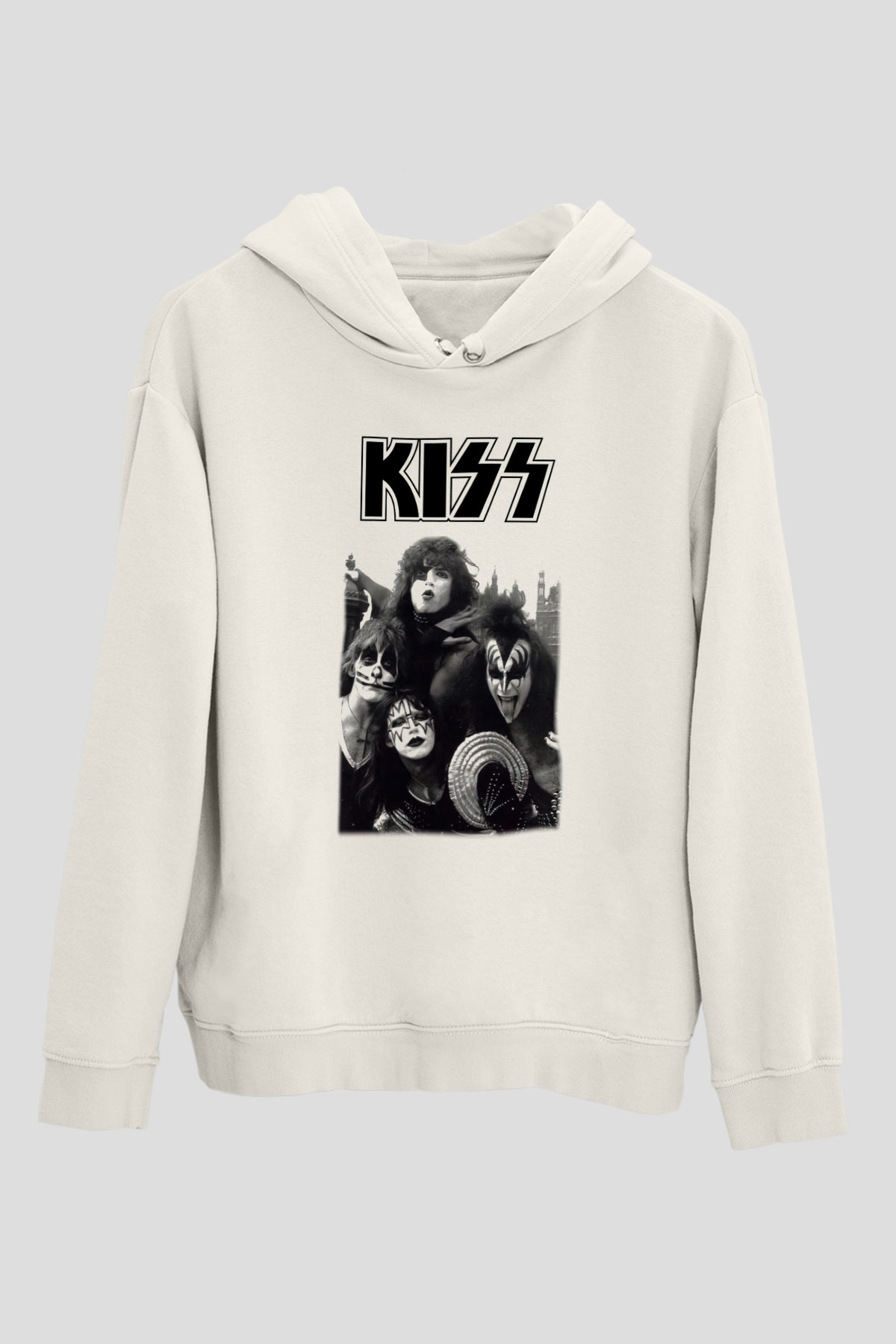 Kiss Beyaz Unisex Kapşonlu Sweatshirt