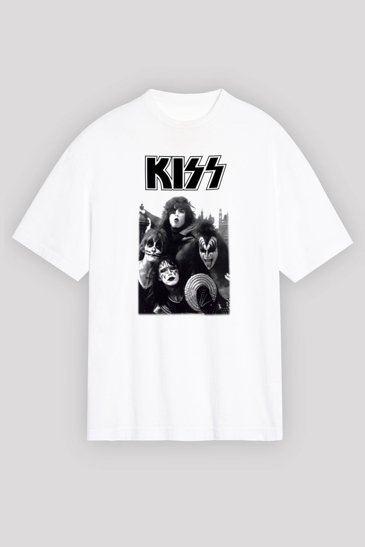 Kiss Beyaz Unisex Oversize Tişört T-Shirt