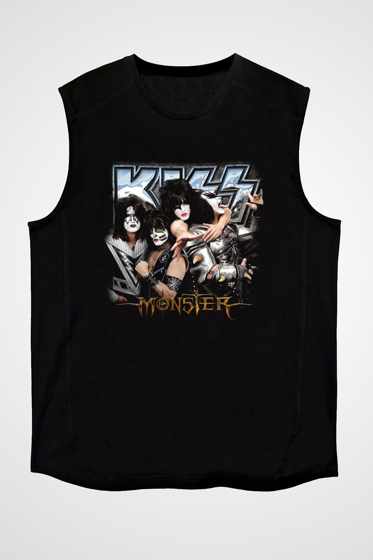 Kiss Siyah Unisex Kolsuz Tişört