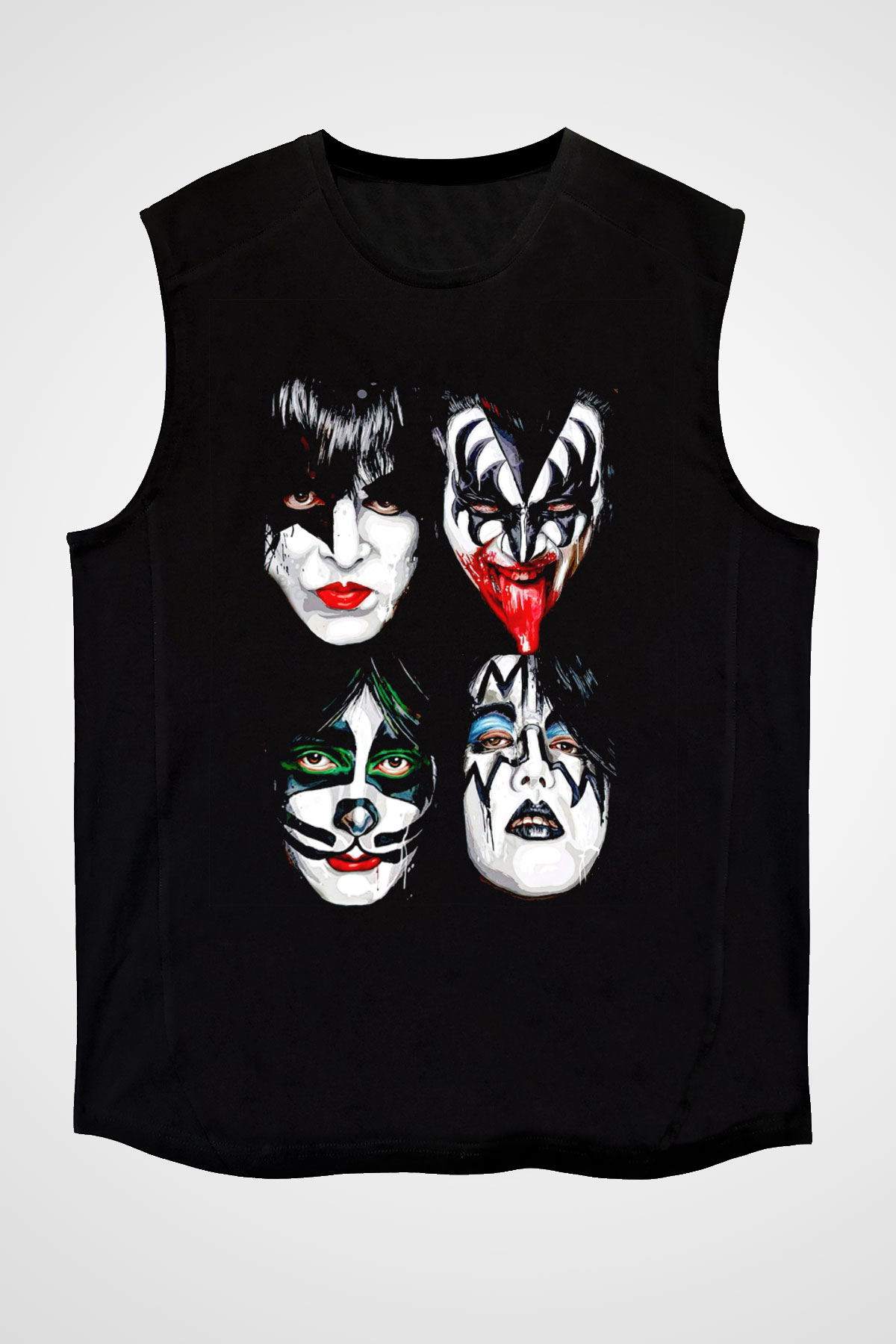 Kiss Siyah Unisex Kolsuz Tişört