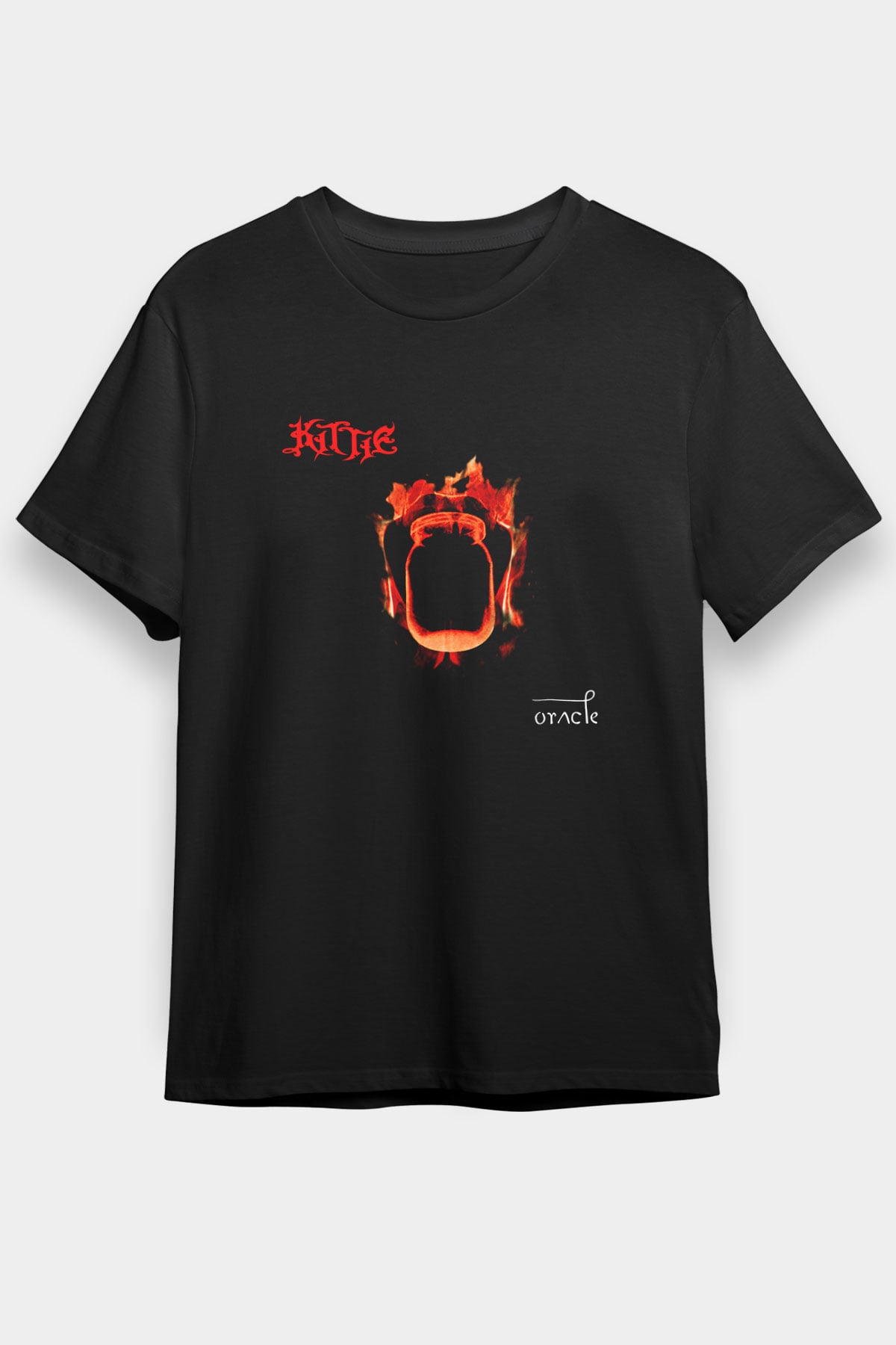 Kittie Baskılı Unisex Siyah Tişört - Tshirt