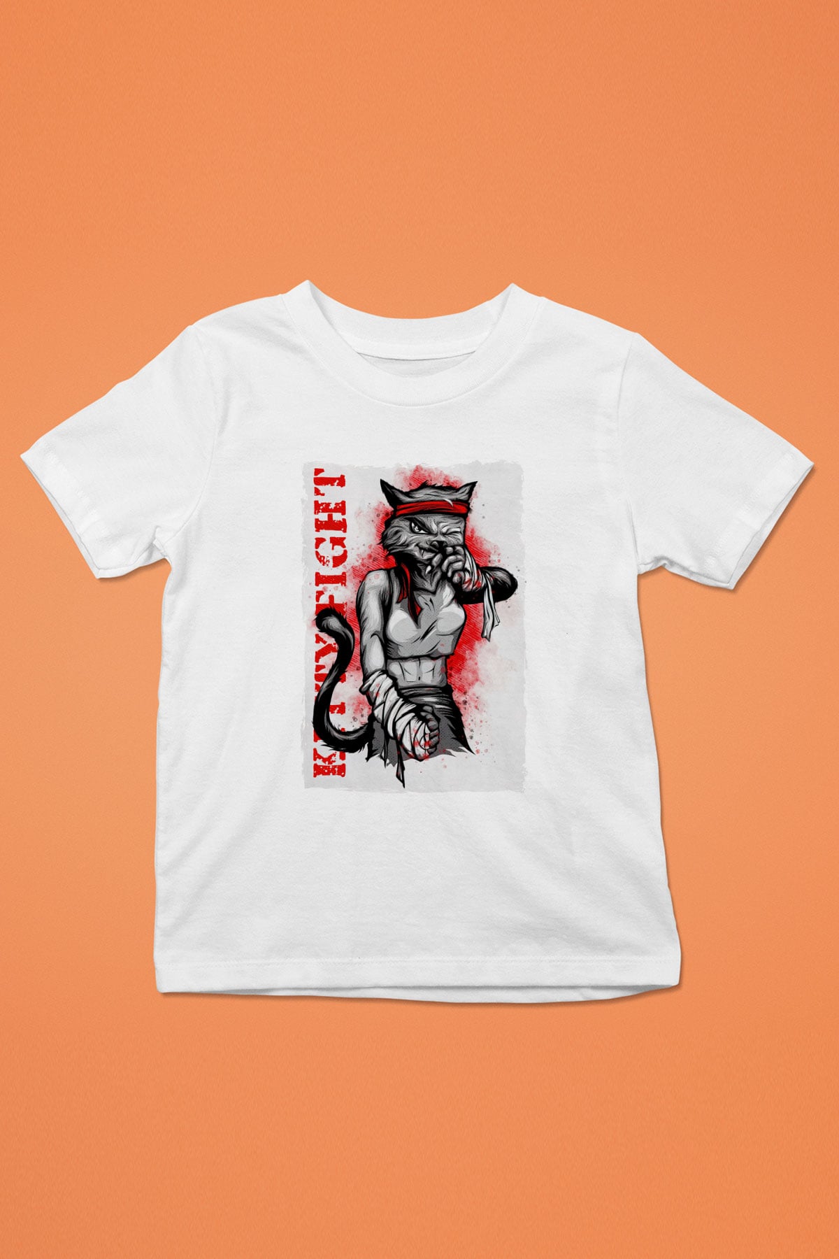 Kitty Fight Baskılı Unisex Beyaz  Çocuk Tişört